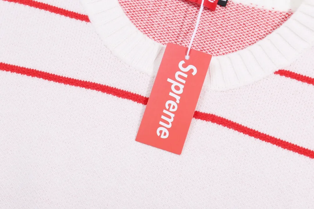 P300 Supreme new line letter stitching round neck wool sweater Color: Khaki White Black Size: S M L XL XXL