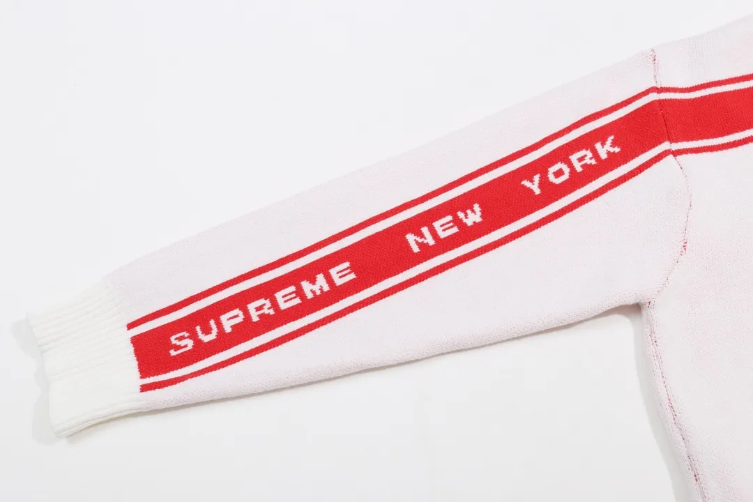 P300 Supreme new line letter stitching round neck wool sweater Color: Khaki White Black Size: S M L XL XXL