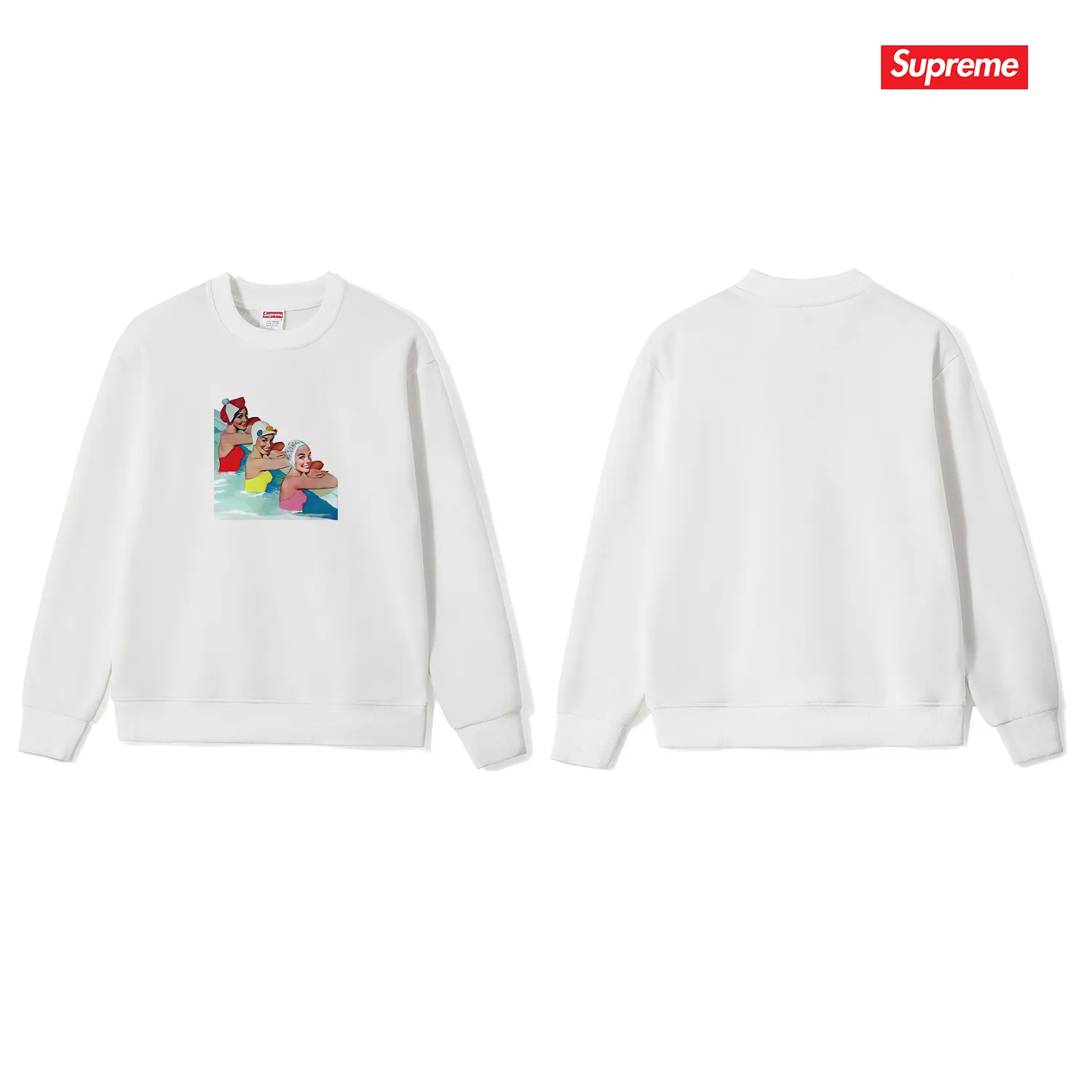Style number S1187 #terry p150💰 plus velvet 160💰 Sup trendy pool beauty print round neck sweatshirt Made of 400 grams of large terry (drop shoulder large version) fabric, soft texture and no pilling Imported environmentally friendly printing glue The pattern is bright and three-dimensional Quality💥Same style for men and women The upper body is trendy Color: black white gray Size: S M L XL XXL