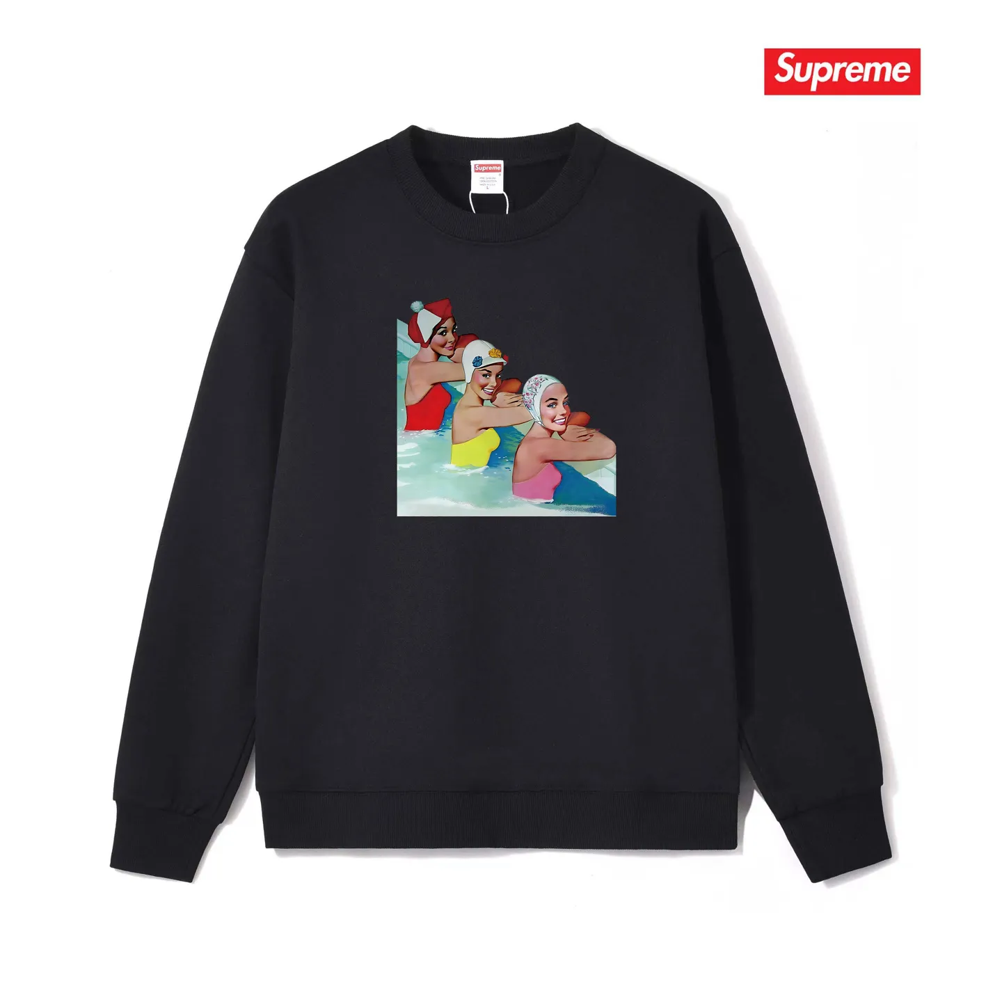 Style number S1187 #terry p150💰 plus velvet 160💰 Sup trendy pool beauty print round neck sweatshirt Made of 400 grams of large terry (drop shoulder large version) fabric, soft texture and no pilling Imported environmentally friendly printing glue The pattern is bright and three-dimensional Quality💥Same style for men and women The upper body is trendy Color: black white gray Size: S M L XL XXL