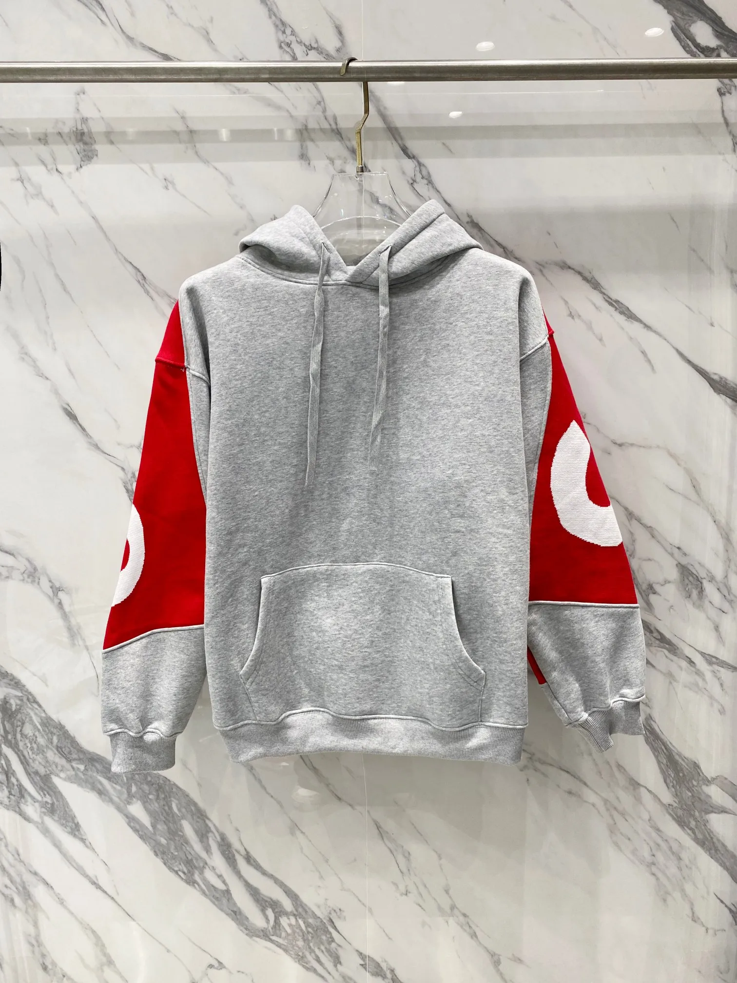 P310 SUPREME SS25 sweater knitted patchwork hooded sweatshirt Color: Black Gray Size: S M L XL