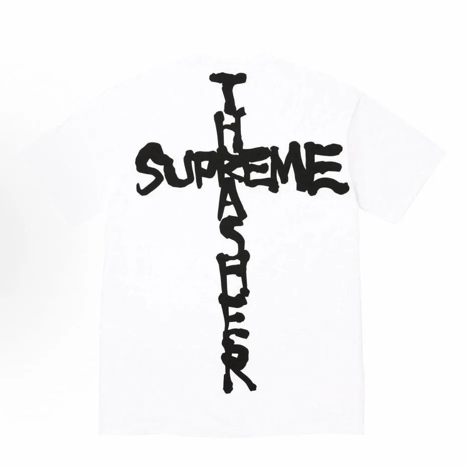 S141 P110💰 24FW WEEK6 CROSS Cross printed short-sleeved T-shirt American loose summer top for men and women. Loose fit. Made of 260g combed cotton double yarn. All three standards are complete from fabrics to accessories. ZP. Imported Matsui company's slurry printing will never crack. The whole piece adopts three-needle five-thread technology. The neckline-shoulder seam-sleeve seam is double-lined, which looks more three-dimensional and textured. The same process as the original version, classic version. Feel free to compare zp. The whole piece adopts three-needle five-thread craftsmanship. The neckline-shoulder seam-sleeve seam is double-threaded, which looks more three-dimensional and textured.) It has the same craftsmanship as the original original, classic version. Color: Black White Size: S M L XL XXL