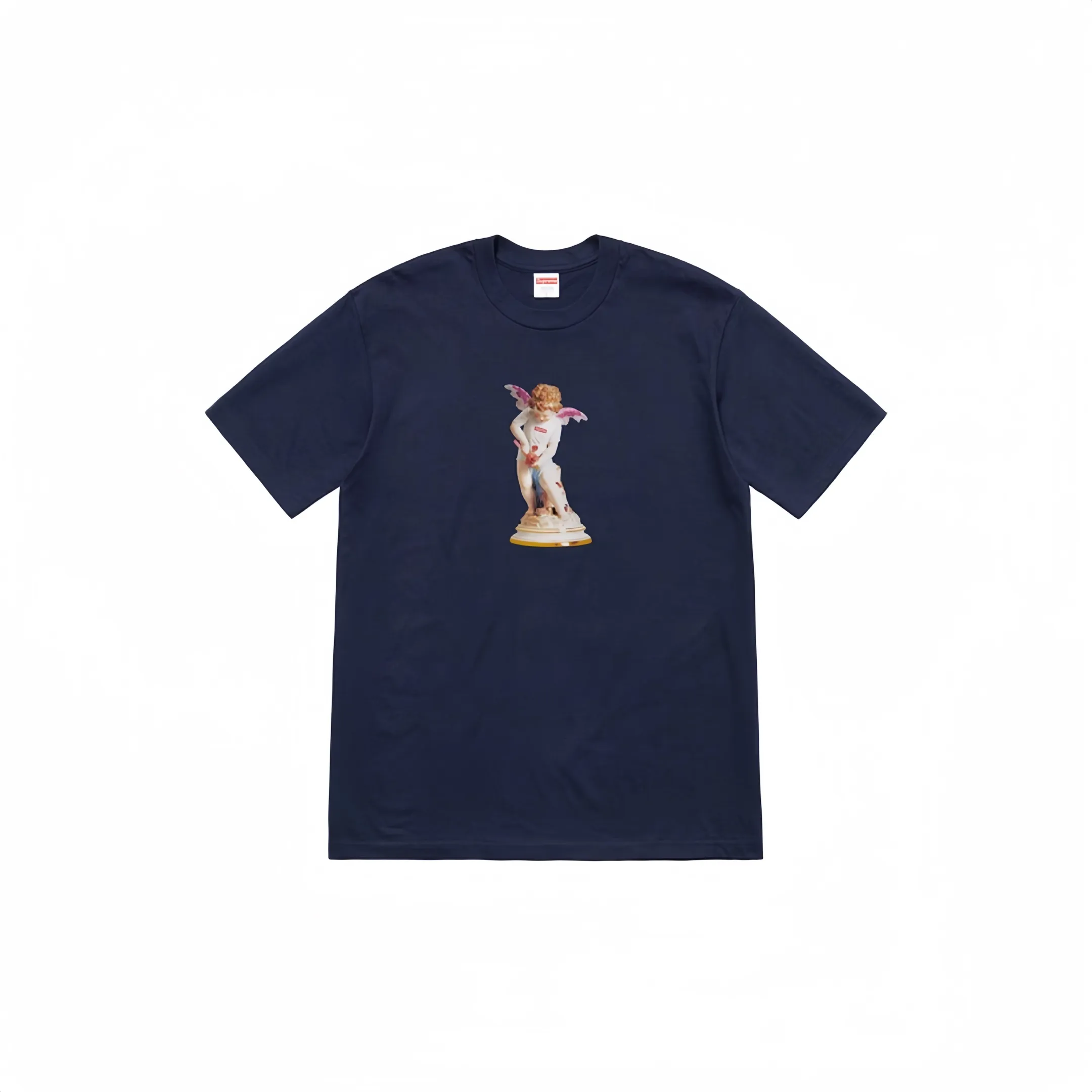 #S11 P110💰 Supreme SS19 Cupid Tee Navy angel print short-sleeved T-shirt. Made of 260g combed cotton double yarn for both men and women. From fabrics to accessories, all three standards are complete and follow ZP. Imported Matsui company's slurry printing will never crack. The whole piece adopts three-needle five-thread technology. The neckline-shoulder seam-sleeve seam is double-lined, which looks more three-dimensional and textured.) The same process as the original version, classic version Feel free to compare zp. The whole piece adopts three-needle five-thread craftsmanship (neckline-shoulder seam-sleeve seam double thread, which looks more three-dimensional and textured). It has the same craftsmanship as the original original, classic version. Color: gray, white, red, purple, hidden black. Size: S M L XL XXL