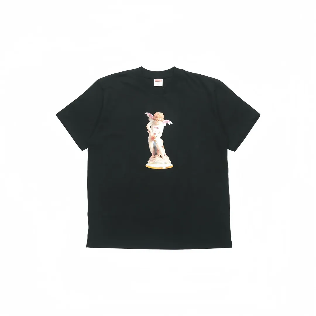 #S11 P110💰 Supreme SS19 Cupid Tee Navy angel print short-sleeved T-shirt. Made of 260g combed cotton double yarn for both men and women. From fabrics to accessories, all three standards are complete and follow ZP. Imported Matsui company's slurry printing will never crack. The whole piece adopts three-needle five-thread technology. The neckline-shoulder seam-sleeve seam is double-lined, which looks more three-dimensional and textured.) The same process as the original version, classic version Feel free to compare zp. The whole piece adopts three-needle five-thread craftsmanship (neckline-shoulder seam-sleeve seam double thread, which looks more three-dimensional and textured). It has the same craftsmanship as the original original, classic version. Color: gray, white, red, purple, hidden black. Size: S M L XL XXL