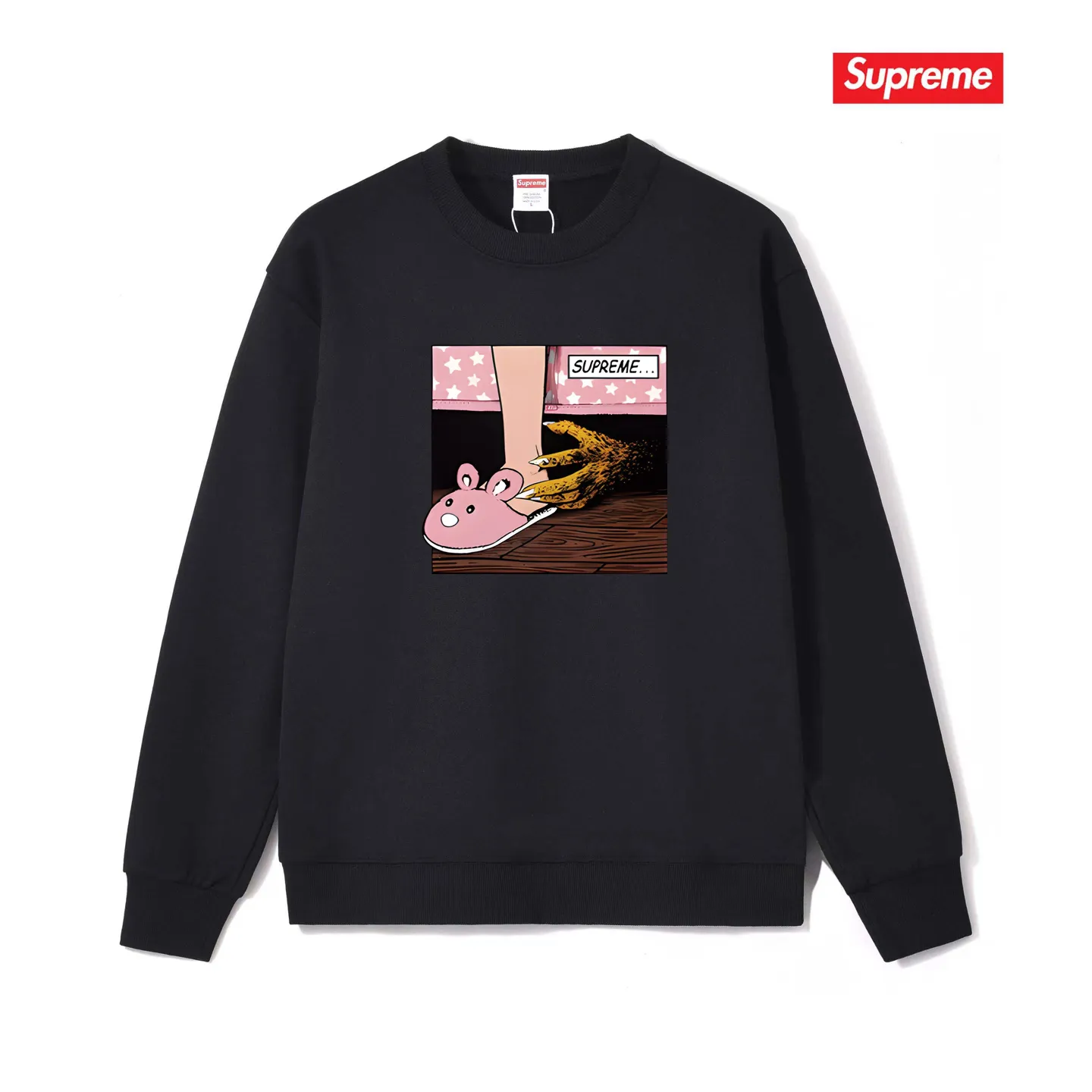 Style No. S1202 #terryp150💰Fleece 160💰Supreme American fashion brand unisex round neck sweatshirt Made of 400g large terry (drop shoulder large version) fabric, soft texture and no pilling Imported environmentally friendly printing glue The pattern is bright and three-dimensional Quality💥Same style for men and women The upper body is trendy Color: black white gray Size: S M L XL XXL
