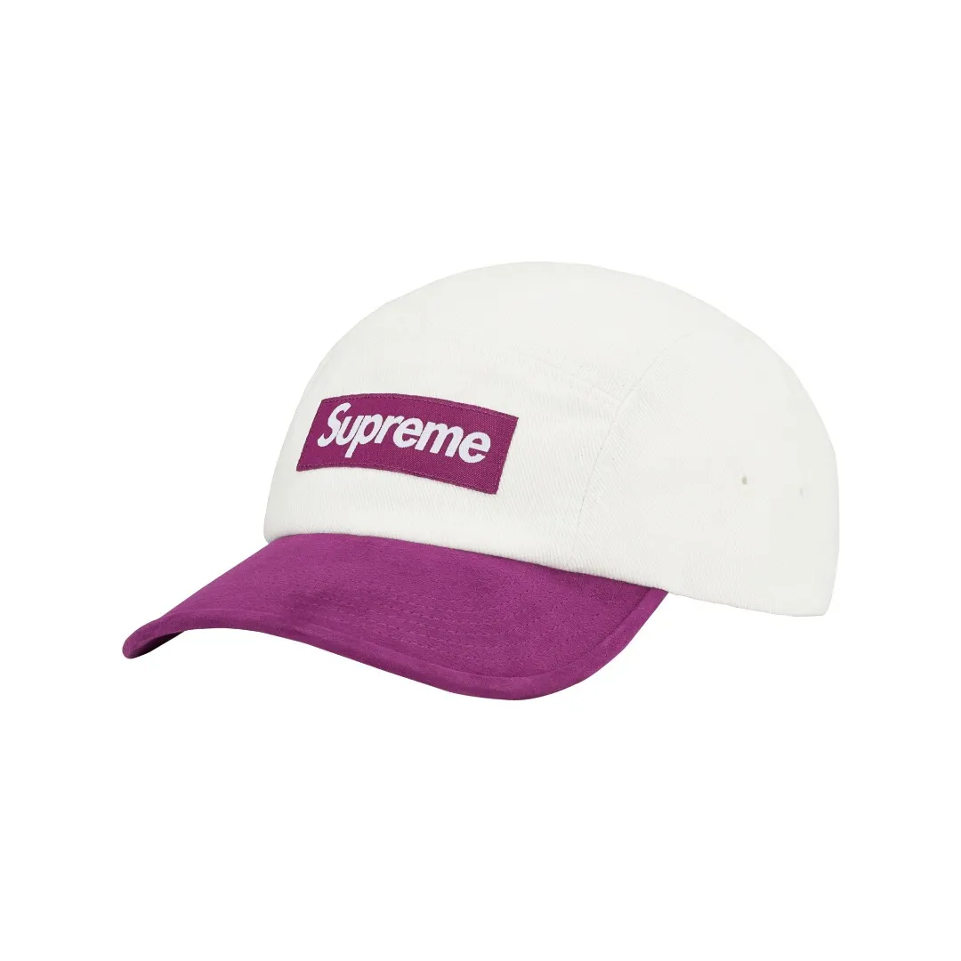 🅿️120 S147 Supreme 23ss SUEDE VISOR CAMP CAP color-blocked suede denim curved brim baseball cap Color: Aqua blue Washed black (denim denim fabric) Pink White Black Army Green (suede fabric)
