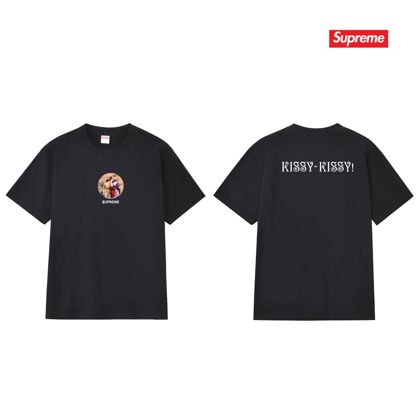 S259 P110💰 Supreme SS24 SS24 Summer T-shirt series WEEK19 MISS PIGGY TEE Miss Piggy printed pattern casual round neck short-sleeved American trendy T-shirt. Same style for men and women. Loose fit. Made of 260 grams of combed cotton double yarn. From fabrics to accessories, all three standards are complete and follow ZP. Imported Matsui Company slurry printing will never crack. The whole piece is made with a three-needle five-thread process. The neckline-shoulder seam-sleeve seam is double-lined, and it looks more three-dimensional and textured. The process is the same as the authentic original version. The classic version. Feel free to compare zp. The whole piece is made of a three-needle five-thread process. The neckline-shoulder seam-sleeve seam is double-threaded, which looks more three-dimensional and textured. The process is the same as the authentic original version. The classic version. Color: Black White Light Gray Pink Navy Size: S M L XL XXL