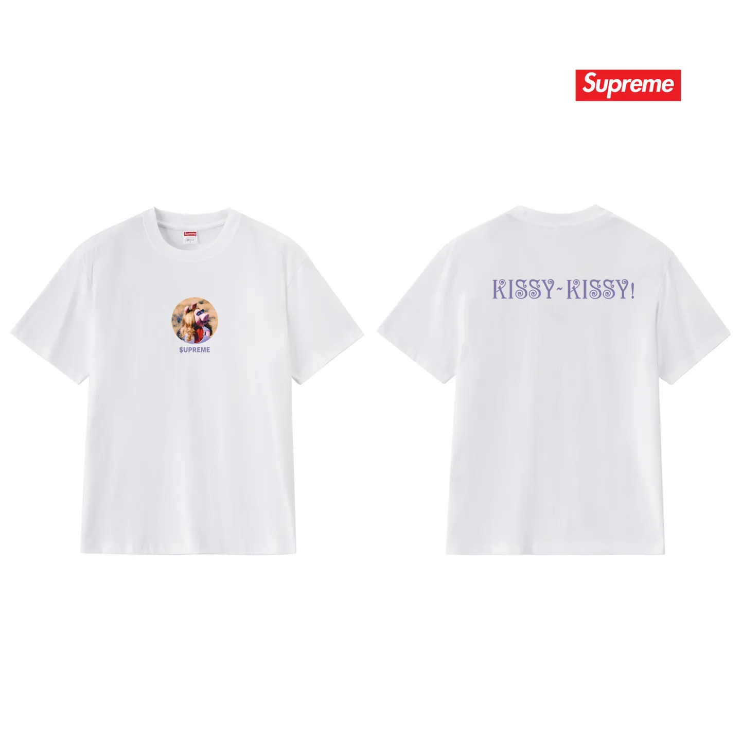S259 P110💰 Supreme SS24 SS24 Summer T-shirt series WEEK19 MISS PIGGY TEE Miss Piggy printed pattern casual round neck short-sleeved American trendy T-shirt. Same style for men and women. Loose fit. Made of 260 grams of combed cotton double yarn. From fabrics to accessories, all three standards are complete and follow ZP. Imported Matsui Company slurry printing will never crack. The whole piece is made with a three-needle five-thread process. The neckline-shoulder seam-sleeve seam is double-lined, and it looks more three-dimensional and textured. The process is the same as the authentic original version. The classic version. Feel free to compare zp. The whole piece is made of a three-needle five-thread process. The neckline-shoulder seam-sleeve seam is double-threaded, which looks more three-dimensional and textured. The process is the same as the authentic original version. The classic version. Color: Black White Light Gray Pink Navy Size: S M L XL XXL