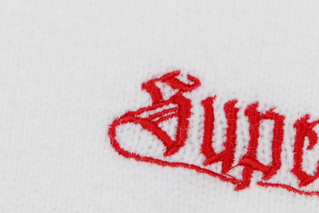 P300 Supreme new embroidered letter logo round neck wool knitted sweater Color: White Black Blue Pink Size: S M L XL XXL