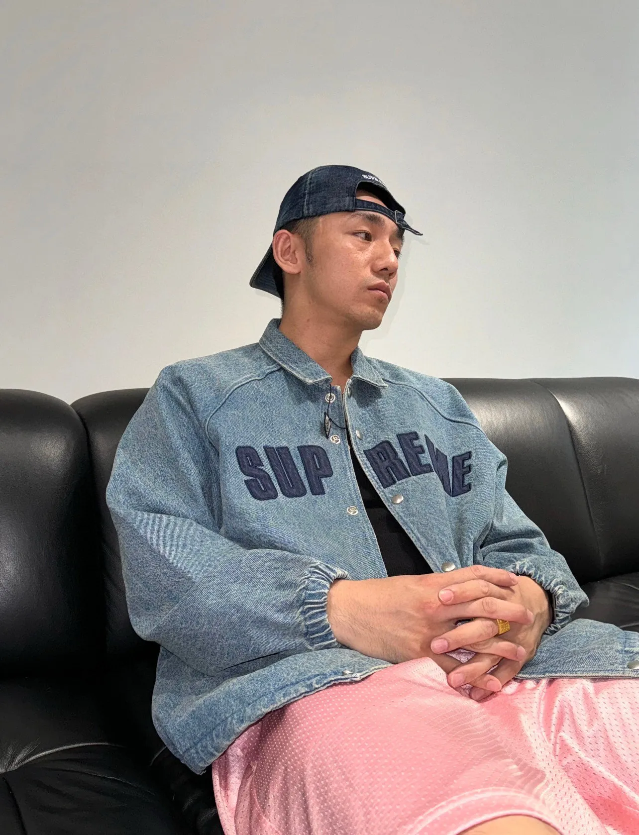 S632💰p400 Top version Supreme SS25 WEEK17 Arc Denim Coaches Jacket Logo American washed coach jacket Jacket Same style for men and women Original purchase All details are restored to the same Just close your eyes and enter Color: Black Denim Blue Pink Size: S M L XL (176 145 wear M loose)