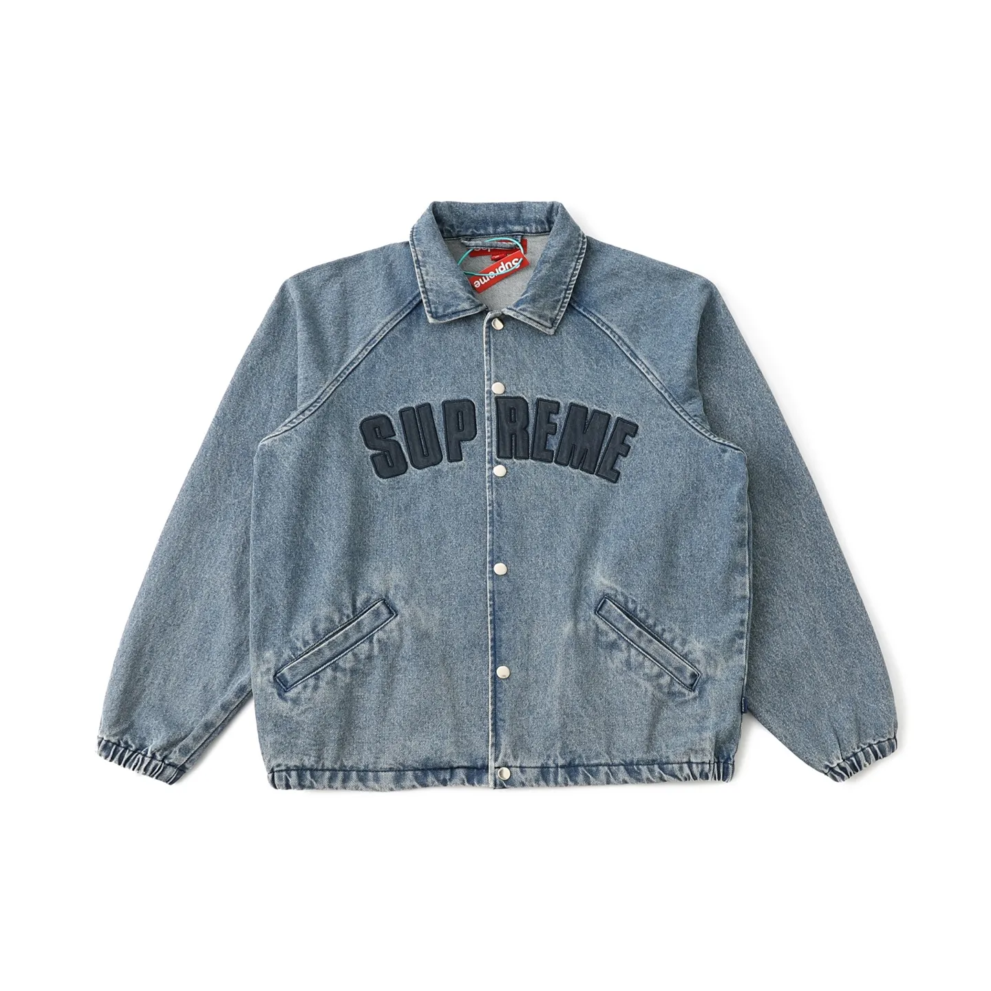 S632💰p400 Top version Supreme SS25 WEEK17 Arc Denim Coaches Jacket Logo American washed coach jacket Jacket Same style for men and women Original purchase All details are restored to the same Just close your eyes and enter Color: Black Denim Blue Pink Size: S M L XL (176 145 wear M loose)