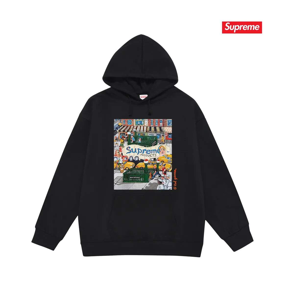 Style number S2045 #terry P160💰 Velvet P170💰 Supreme SS22 Week 19 Manhattan Tee Cartoon letter Manhattan city street scene pattern print hooded sweatshirt Made of 400g large terry 430g silver fox velvet (drop shoulder large version) fabric Soft texture and no pilling Imported environmentally friendly printing glue The pattern is bright and three-dimensional Quality 💥Same style for men and women The upper body is trendy Color: black White Gray Size: S M L XL XXL