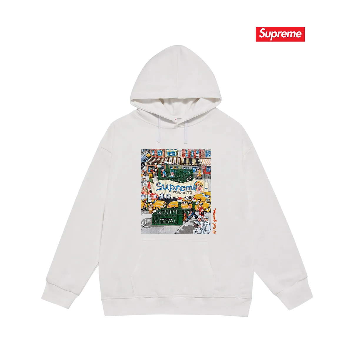 Style number S2045 #terry P160💰 Velvet P170💰 Supreme SS22 Week 19 Manhattan Tee Cartoon letter Manhattan city street scene pattern print hooded sweatshirt Made of 400g large terry 430g silver fox velvet (drop shoulder large version) fabric Soft texture and no pilling Imported environmentally friendly printing glue The pattern is bright and three-dimensional Quality 💥Same style for men and women The upper body is trendy Color: black White Gray Size: S M L XL XXL