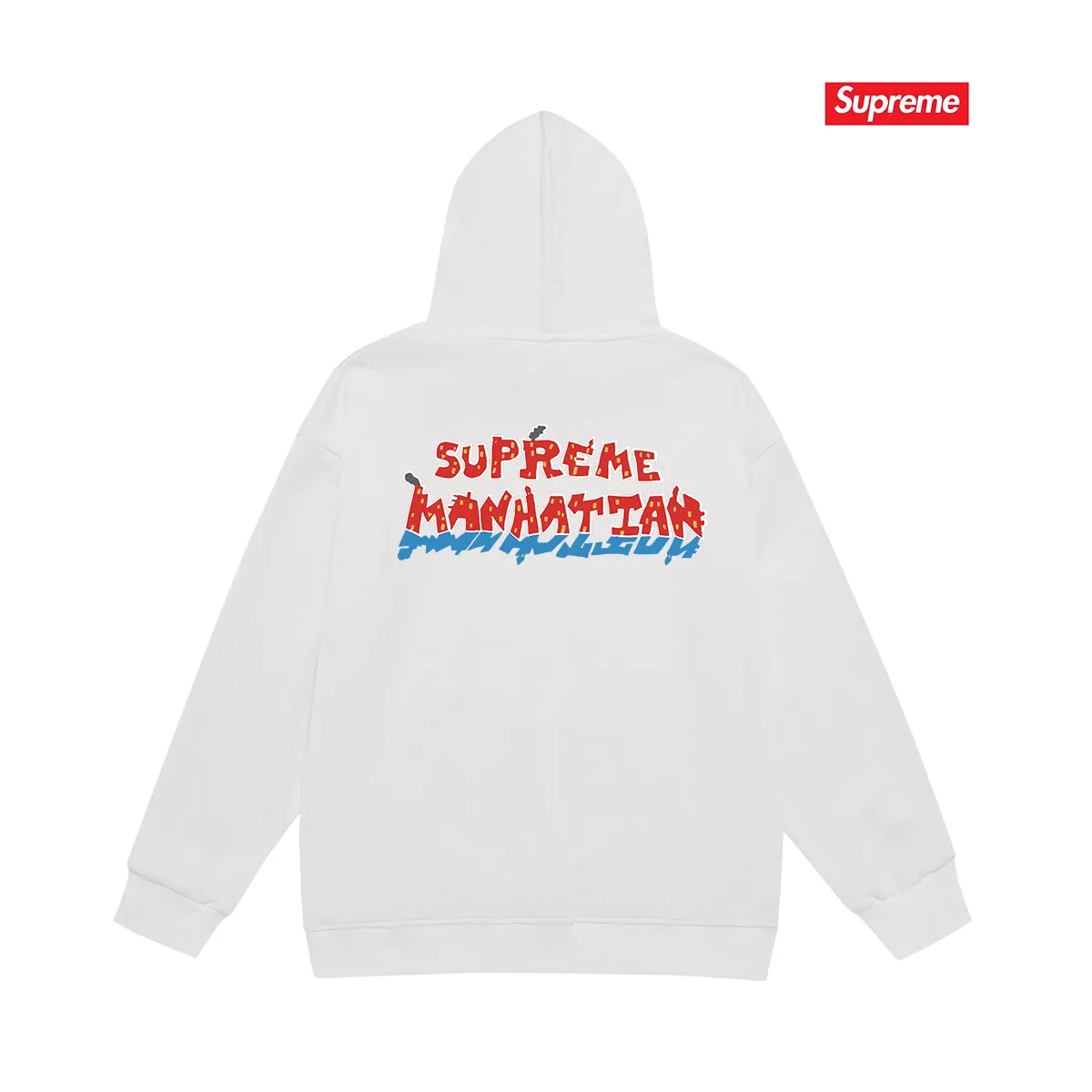 Style number S2045 #terry P160💰 Velvet P170💰 Supreme SS22 Week 19 Manhattan Tee Cartoon letter Manhattan city street scene pattern print hooded sweatshirt Made of 400g large terry 430g silver fox velvet (drop shoulder large version) fabric Soft texture and no pilling Imported environmentally friendly printing glue The pattern is bright and three-dimensional Quality 💥Same style for men and women The upper body is trendy Color: black White Gray Size: S M L XL XXL