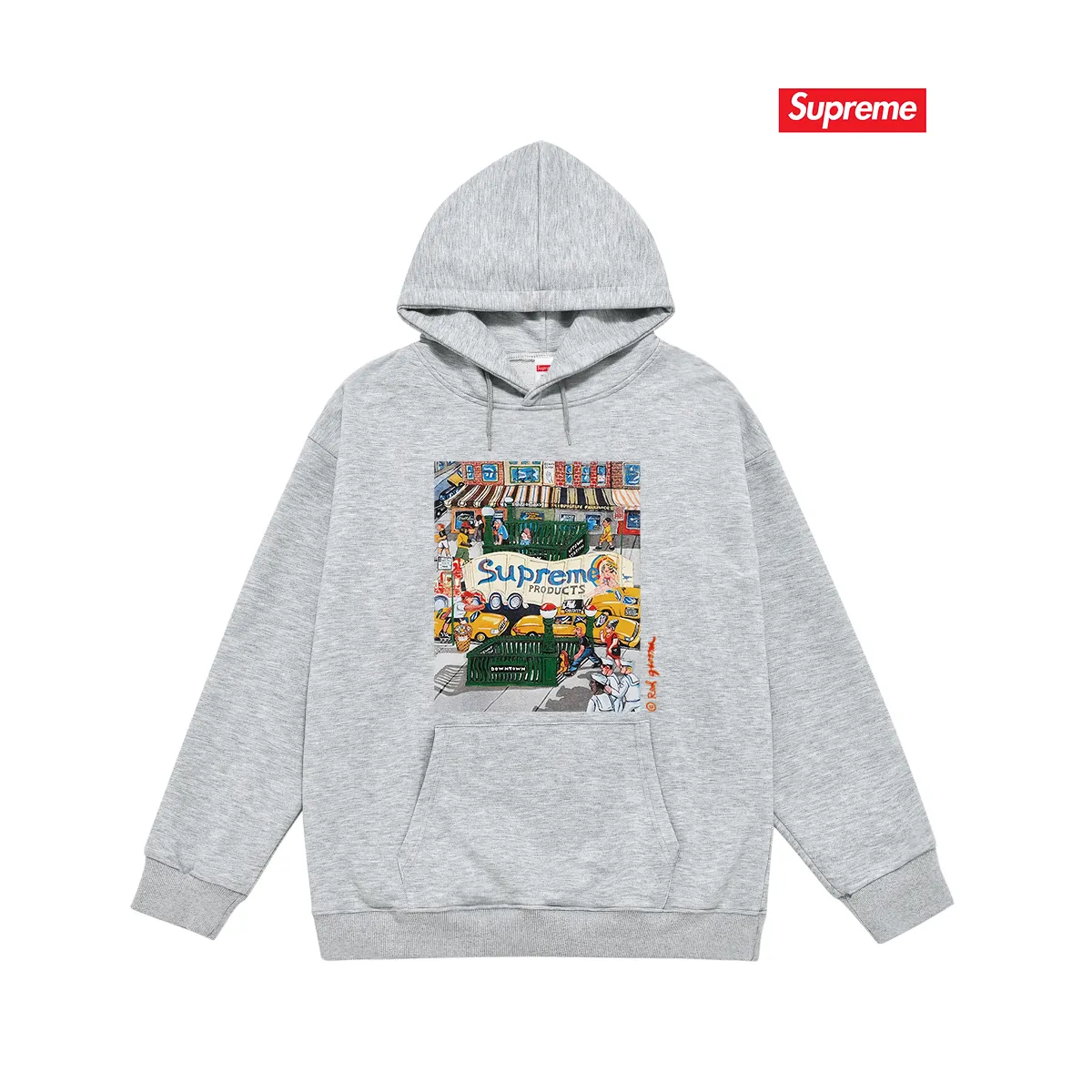 Style number S2045 #terry P160💰 Velvet P170💰 Supreme SS22 Week 19 Manhattan Tee Cartoon letter Manhattan city street scene pattern print hooded sweatshirt Made of 400g large terry 430g silver fox velvet (drop shoulder large version) fabric Soft texture and no pilling Imported environmentally friendly printing glue The pattern is bright and three-dimensional Quality 💥Same style for men and women The upper body is trendy Color: black White Gray Size: S M L XL XXL