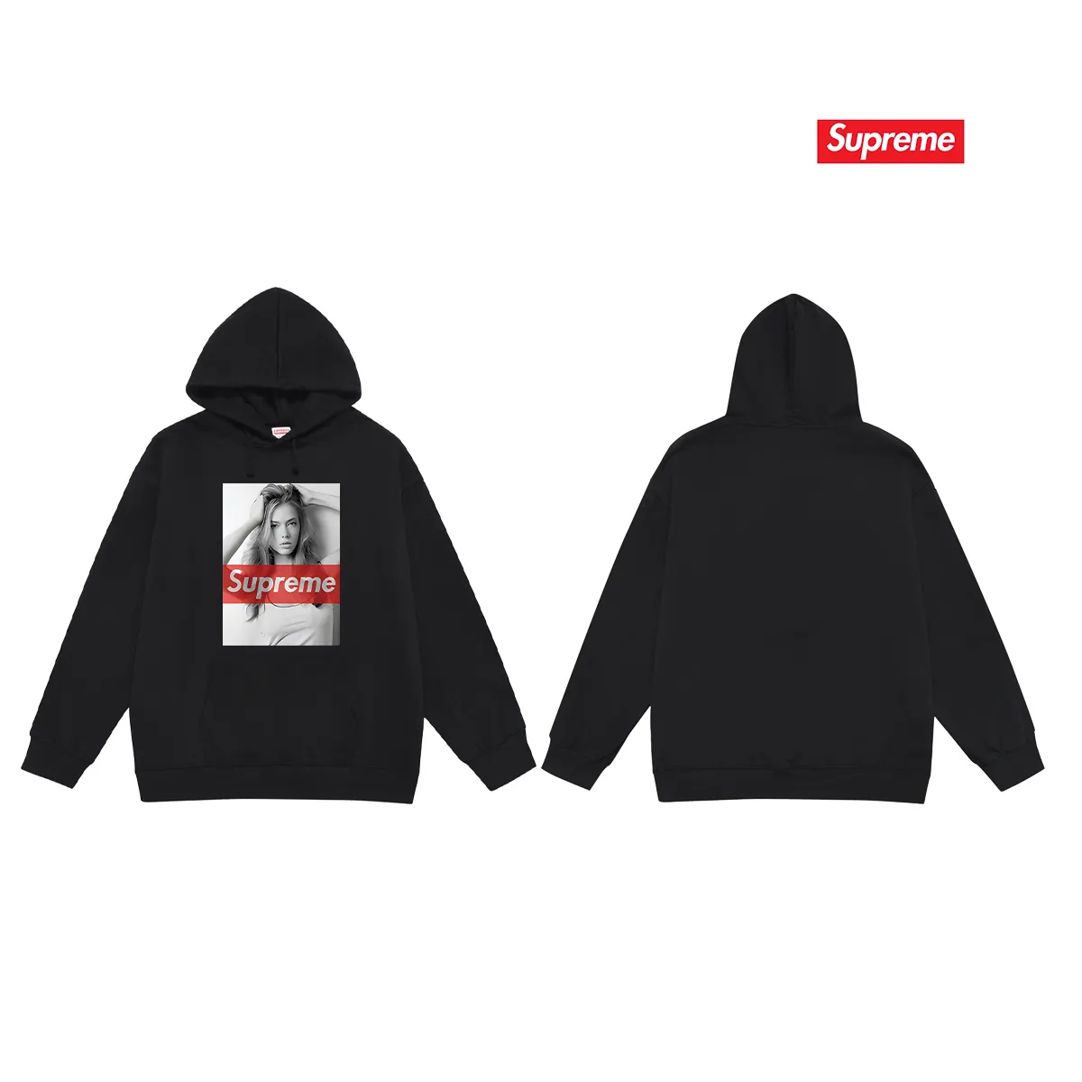 Style No. S2205 #terry P160💰 Velvet P170💰 Supreme American fashion brand beauty picture hooded sweatshirt Made of 400g large terry 430g silver fox velvet (drop shoulder large version) fabric, soft texture and no pilling Imported environmentally friendly printing glue The pattern is bright and three-dimensional Quality 💥Same style for men and women The upper body is trendy Color: black white gray Size: S M L XL XXL