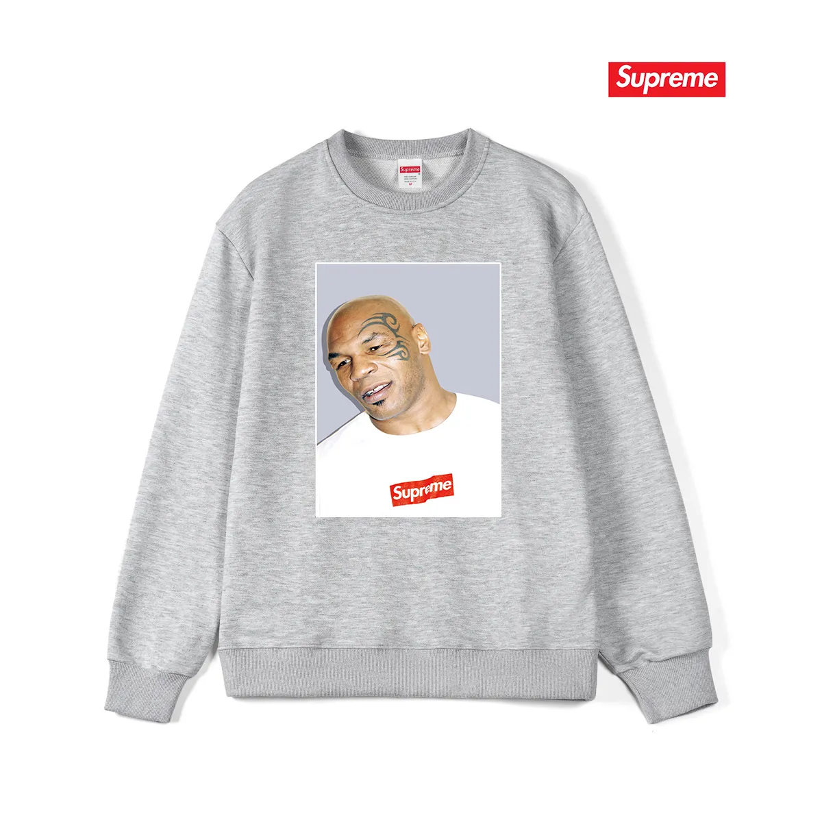 Style No. S1117 #terry p150💰 Velvet 160💰 Supreme Mike Tyson Tee Tyson print round neck sweatshirt Made of 400 grams of large terry (drop shoulder large version) fabric, soft texture and no pilling Imported environmentally friendly printing glue The pattern is bright and three-dimensional Quality 💥Same style for men and women The upper body is trendy Color: black white gray Size: S M L XL XXL