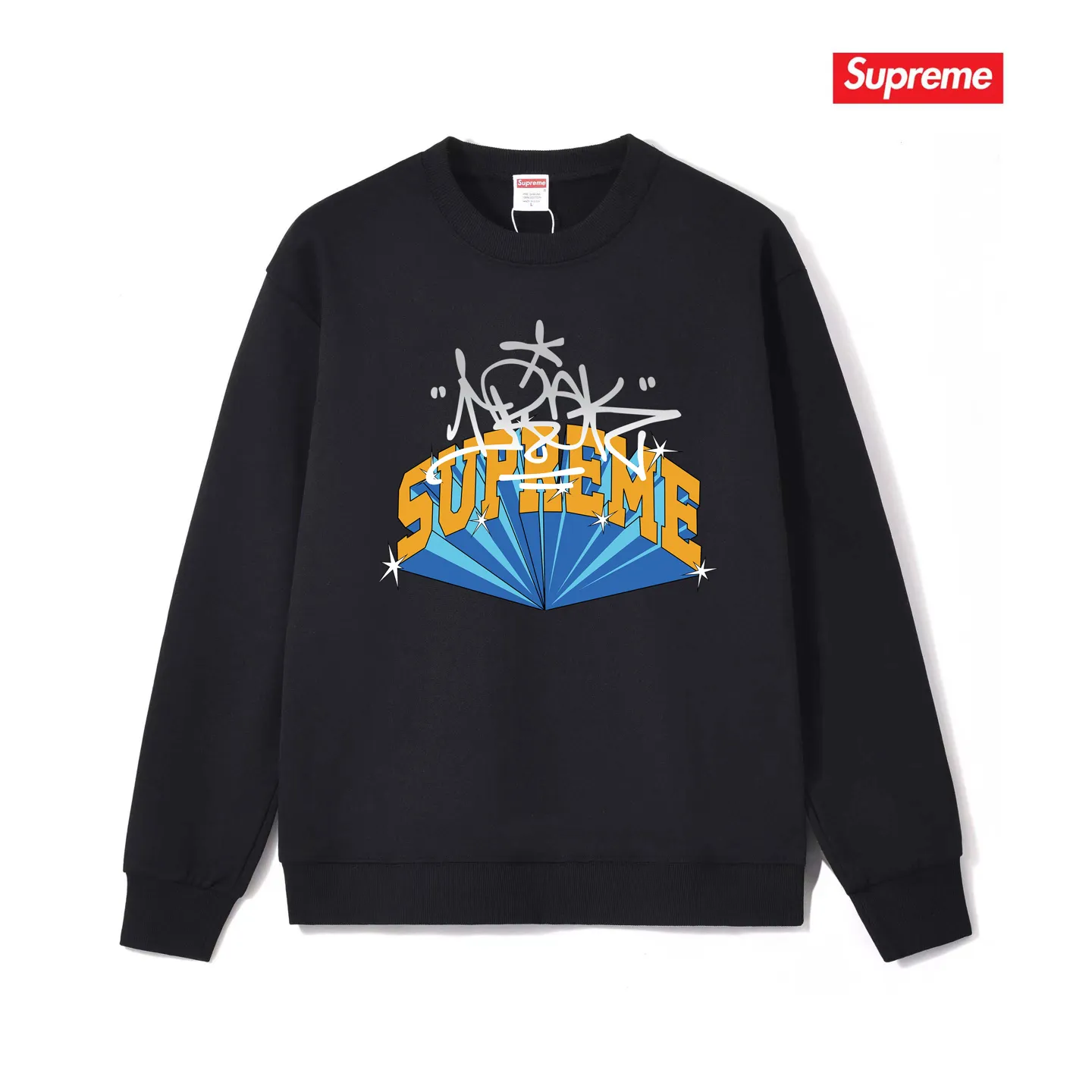 Style No. S1079 #terryp150💰 Velvet 160💰 Supreme FW22 Week 5 IRAK Arc Tee Logo letter printed round neck sweatshirt Made of 400g large terry (drop shoulder large version) fabric, soft texture and no pilling Imported environmentally friendly printing glue The pattern is bright and three-dimensional Quality 💥 Same style for men and women The upper body is fashionable Color: black white gray Size: S M L XL XXL