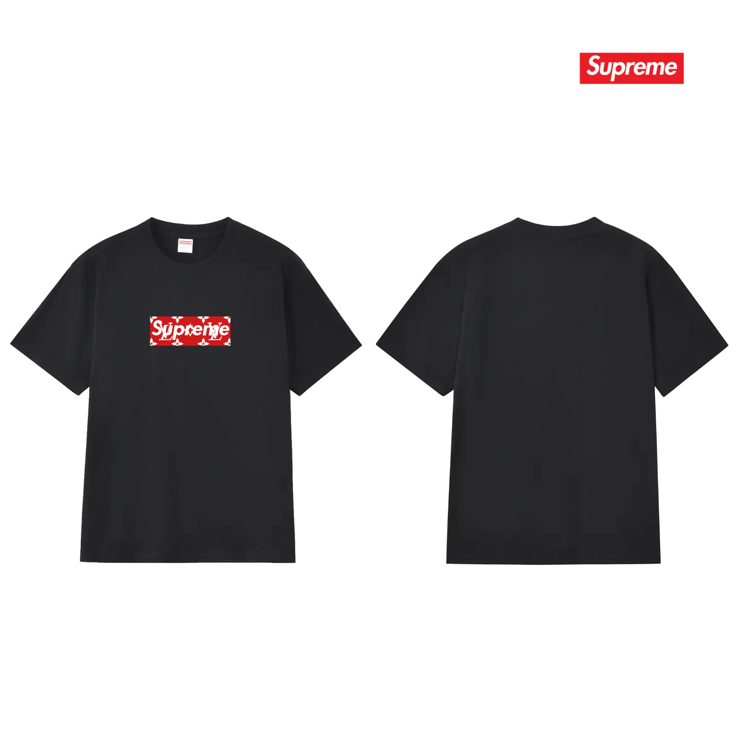 S245 P110💰 SUP Super Me Supreme Presbyopic box logo Short-sleeved tee Popular style Couple Same style for men and women Loose version Made of 260 grams of combed cotton double yarn From fabrics to accessories, all three standards are complete and ZP Imported Matsui company's slurry printing will never crack The whole thing adopts three-needle five-thread technology (neckline-shoulder seam-sleeve seam double line, looks more three-dimensional and textured) consistent with the original version, classic version Feel free to compare zp. The whole piece adopts three-needle five-thread craftsmanship (neckline-shoulder seam-sleeve seam double thread, which looks more three-dimensional and textured). It has the same craftsmanship as the original original, classic version. Color: black, white, light gray, pink, navy. Size: S M L XL XXL