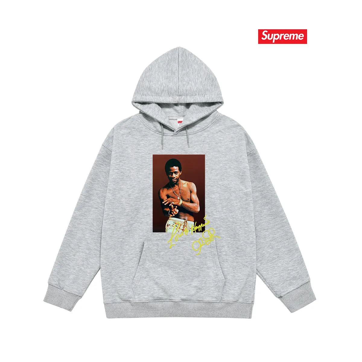 Style No. S2126 #terry P160💰 Velvet P170💰 SupremeSS22Week1AlGreenTee Al Green soul singer character print hooded sweatshirt Made of 400g large terry 430g silver fox velvet (off-shoulder large version) fabric, soft texture and no pilling Imported environmentally friendly printing glue The pattern is bright and three-dimensional Quality 💥Same style for men and women The upper body is trendy Color: black white Gray Size: S M L XL XXL