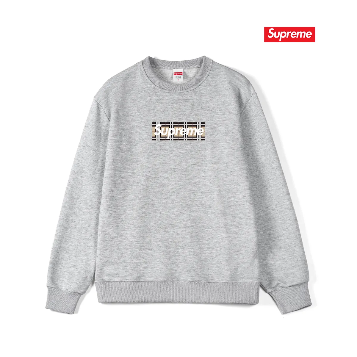 Style No. S1021 #terry p150💰 Velvet 160💰 Supreme SS22 Week 3 x Burberry joint Box Logo Tee logo printed round neck sweatshirt Made of 400 grams of large terry (drop shoulder large version) fabric, soft and non-pilling texture, imported environmentally friendly printing glue, bright and three-dimensional pattern, quality 💥Same style for men and women, the upper body is trendy Color: black white gray Size: S M L XL XXL