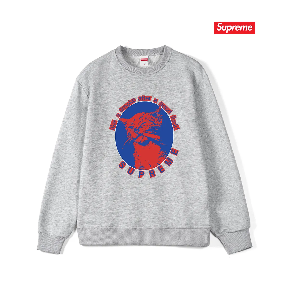 Style No. S1158 #terry p150💰 Plush 160💰 Sup 76SS Smoke Cute kitten smoking pattern round neck sweatshirt Made of 400g large terry (drop shoulder large version) fabric, soft texture and no pilling Imported environmentally friendly printing glue The pattern is bright and three-dimensional Quality💥Male and female style The upper body is trendy Color: black white gray Size: S M L XL XXL