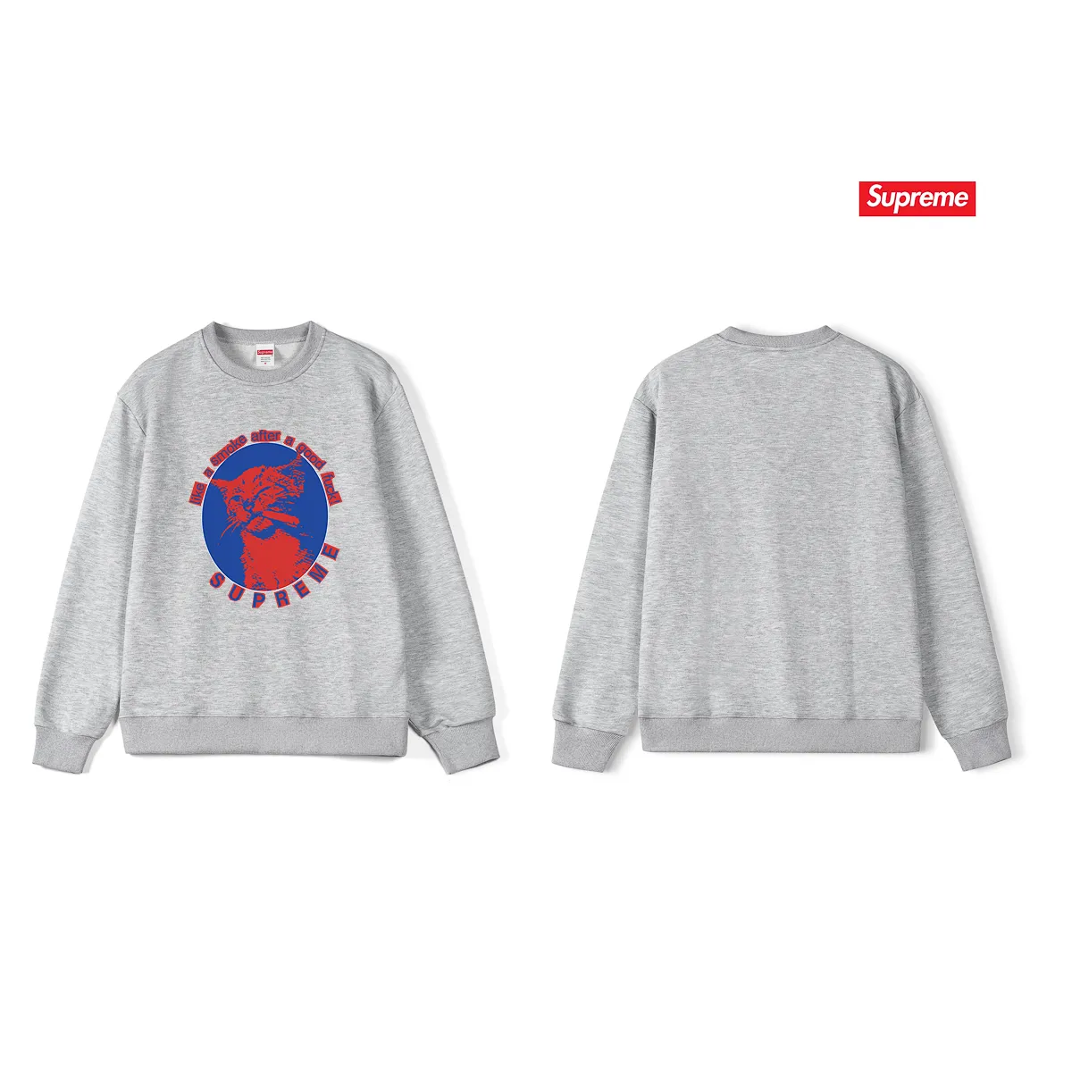 Style No. S1158 #terry p150💰 Plush 160💰 Sup 76SS Smoke Cute kitten smoking pattern round neck sweatshirt Made of 400g large terry (drop shoulder large version) fabric, soft texture and no pilling Imported environmentally friendly printing glue The pattern is bright and three-dimensional Quality💥Male and female style The upper body is trendy Color: black white gray Size: S M L XL XXL