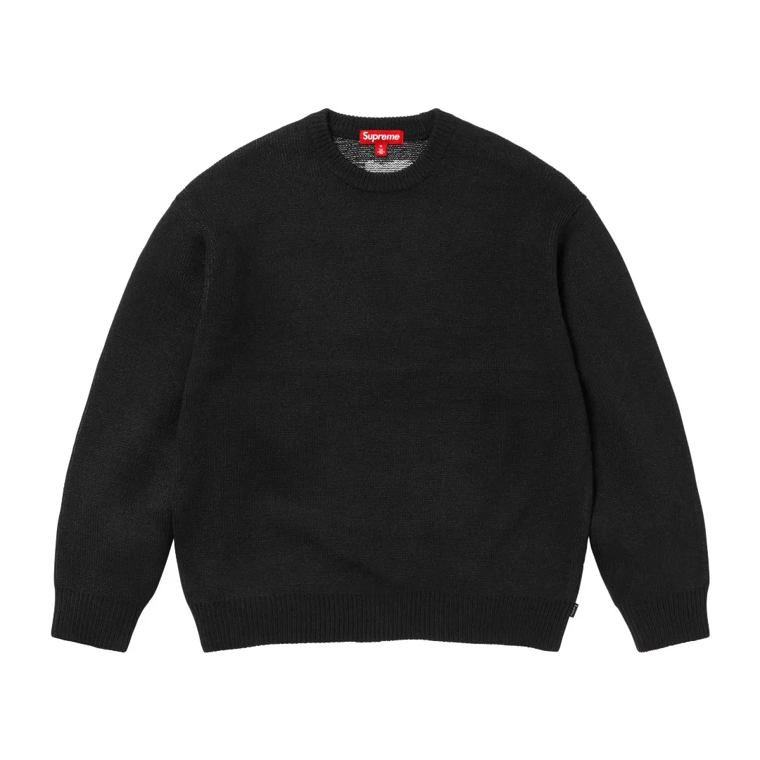 🅿️320 S258 top version SUPREME®/THRASHER® CREWNECK FW24 flame co-branded letter logo sweater OS version same style for men and women Customized YB texture wash mark Wool: 1/13 wool Weaving method: sesame dot jacquard Number of needles: multi-gauge Machine: German STOLL computerized flat knitting machine Size: S~XL Color: black gray orange