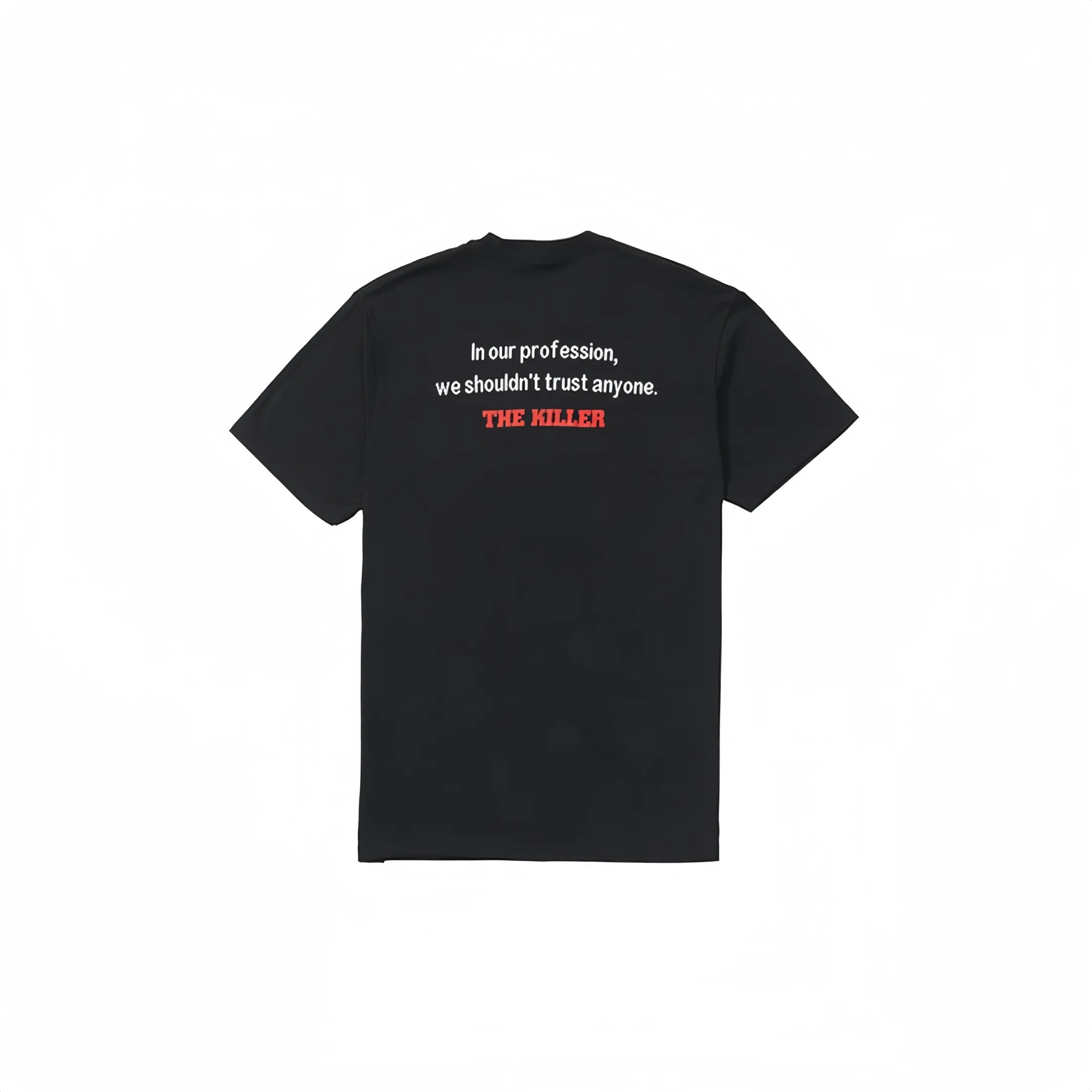 #S36 P110💰 Supreme FW18 The Killer Trust Tee Red Chow Yun-fat printed short-sleeved T-shirt, same style for men and women. The red color is made of 260 grams of combed cotton double yarn. All three standards are complete from fabrics to accessories. ZP. Imported Matsui company's slurry printing will never crack. The whole piece adopts three-needle five-thread technology. The collar-shoulder seam-sleeve seam is double-lined, which looks more three-dimensional and textured.) The same process as the original version, classic version Feel free to compare zp. The whole piece adopts three-needle five-thread craftsmanship. The neckline-shoulder seam-sleeve seam is double-threaded, which looks more three-dimensional and textured.) It has the same craftsmanship as the original original, classic version. Color: black, gray, white, red. Size: S M L XL XXL
