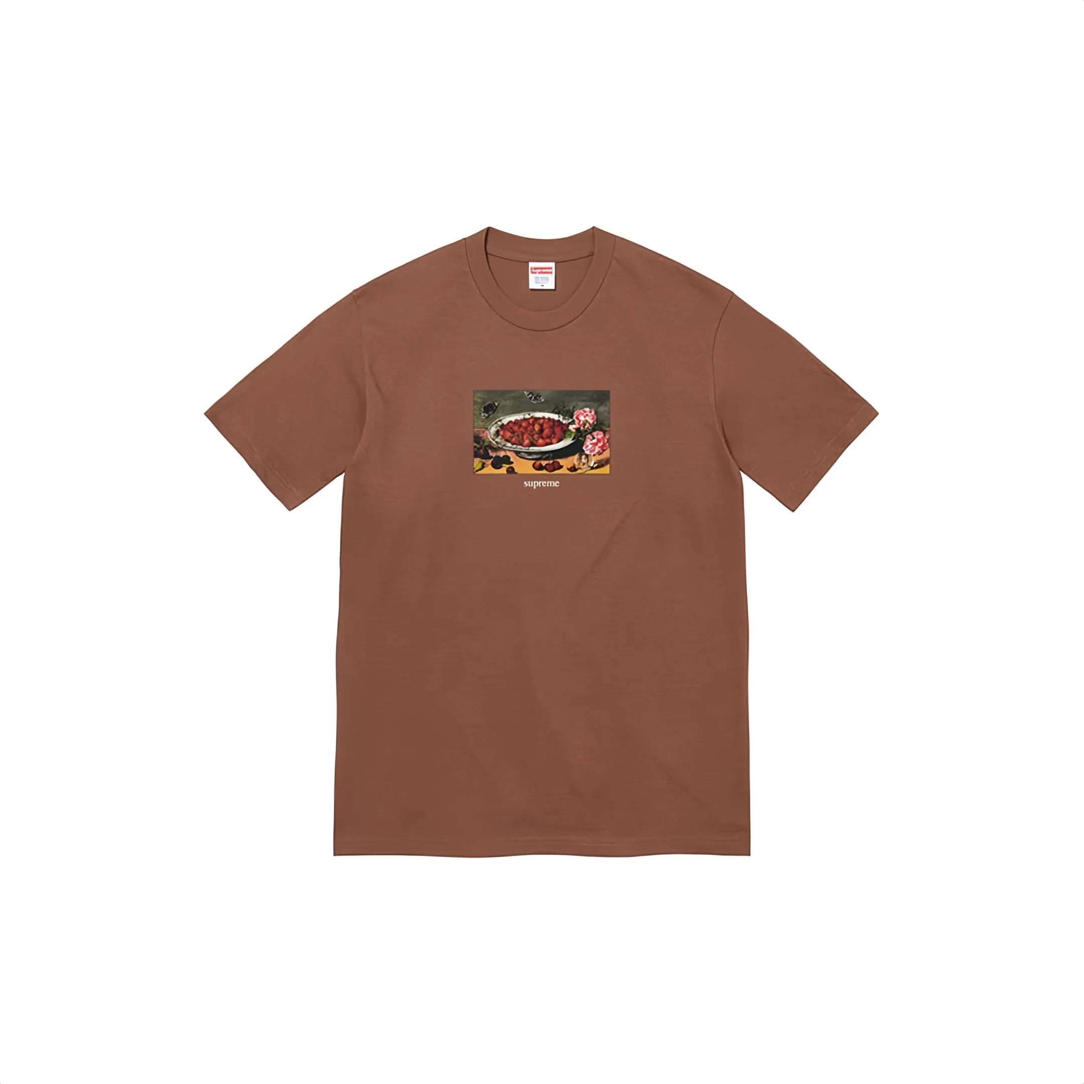 #S16 P110💰 Supreme SS23 Week9 STRAWBERRIES TEE Strawberry pattern printed short-sleeved T-shirt. Same style for men and women. Made of 260g combed cotton double yarn. From fabrics to accessories, all three standards are complete and follow ZP. Imported Matsui Company slurry printing will never crack. The whole piece is made with three-needle five-thread technology. The neckline-shoulder seam-sleeve seam is double-lined, which looks more three-dimensional and textured.) The same process as the authentic original, classic version Feel free to compare zp The whole piece adopts three-needle five-thread craftsmanship (neckline-shoulder seam-sleeve seam double thread, which looks more three-dimensional and textured) and the same craftsmanship as the original original, classic version Color: black, white, red, brown, gray Size: S M L XL XXL