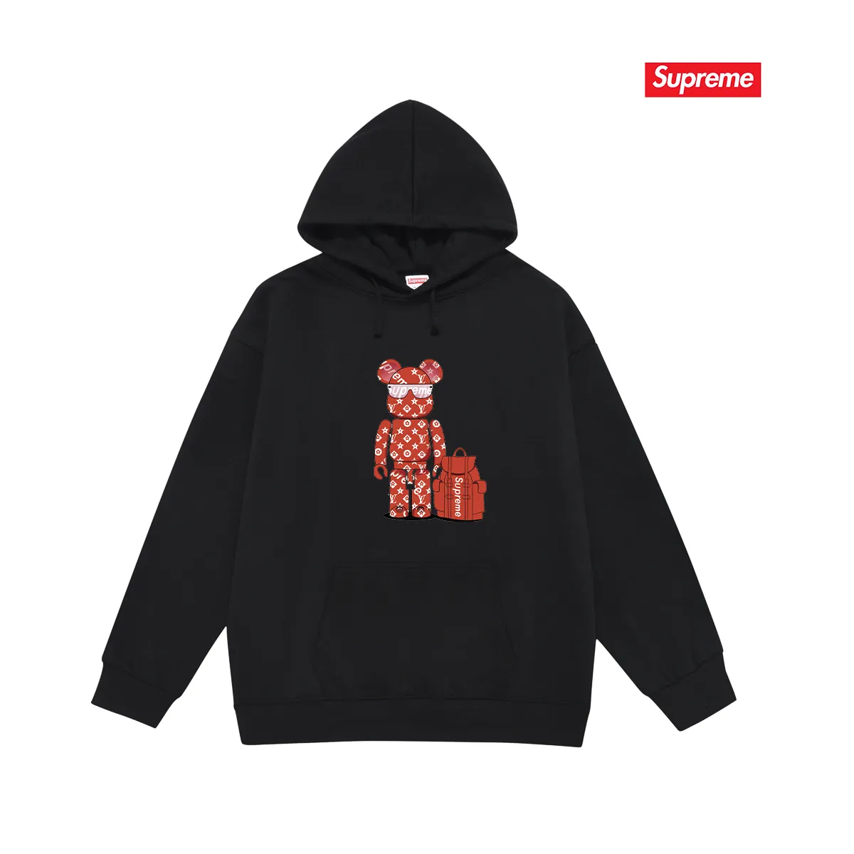 Style number S2193 #terry P160💰 plus velvet P170💰 American fashion brand SUP letter bear print hooded sweatshirt. Made of 400g large terry 430g silver fox velvet (off-shoulder large version) fabric. The texture is soft and non-pilling. Imported environmentally friendly printing glue. The pattern is bright and three-dimensional. Quality💥Same style for men and women. The upper body is trendy. Color: black white gray Size: S M L XL XXL
