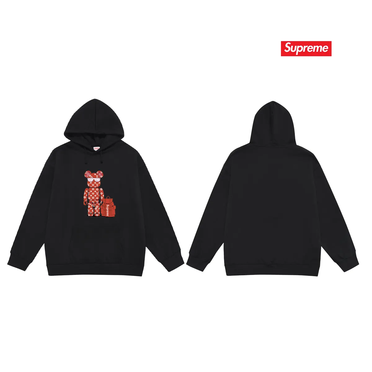 Style number S2193 #terry P160💰 plus velvet P170💰 American fashion brand SUP letter bear print hooded sweatshirt. Made of 400g large terry 430g silver fox velvet (off-shoulder large version) fabric. The texture is soft and non-pilling. Imported environmentally friendly printing glue. The pattern is bright and three-dimensional. Quality💥Same style for men and women. The upper body is trendy. Color: black white gray Size: S M L XL XXL