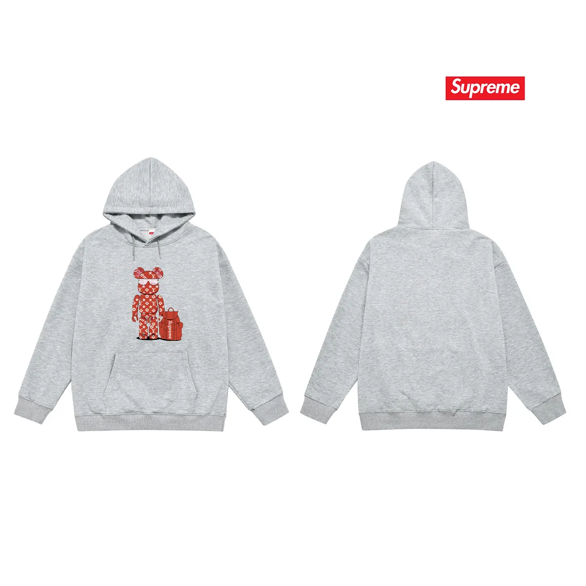 Style number S2193 #terry P160💰 plus velvet P170💰 American fashion brand SUP letter bear print hooded sweatshirt. Made of 400g large terry 430g silver fox velvet (off-shoulder large version) fabric. The texture is soft and non-pilling. Imported environmentally friendly printing glue. The pattern is bright and three-dimensional. Quality💥Same style for men and women. The upper body is trendy. Color: black white gray Size: S M L XL XXL