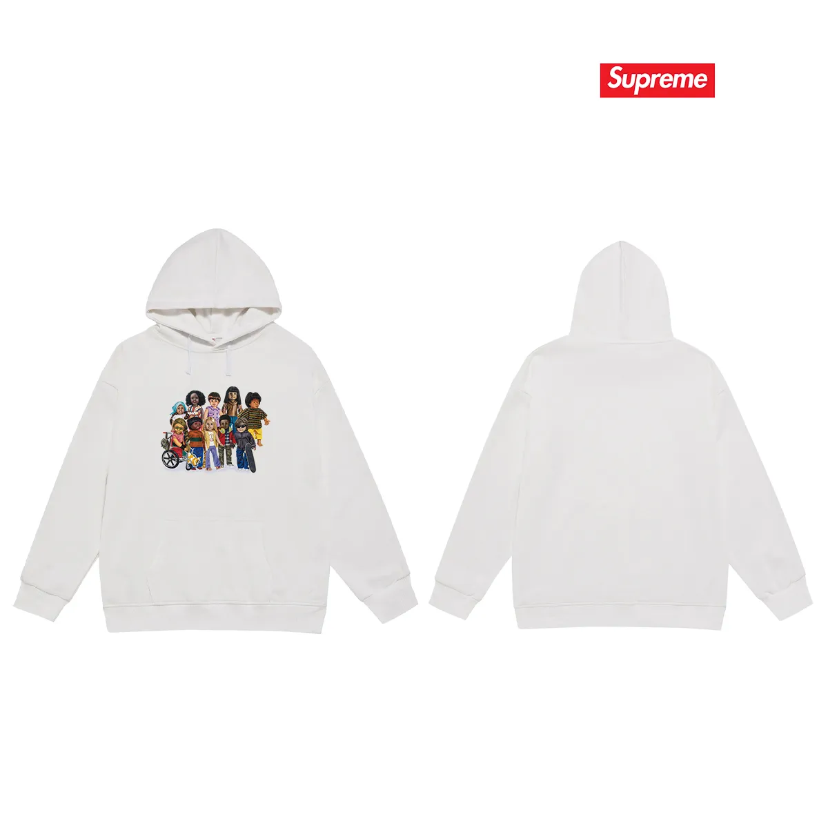 Style No. S2111 #terry P160💰 Velvet P170💰 SupremeSS23 spring and summer series Week1 CHILDREN TEE cartoon character print Balenciaga co-branded supreme printed hooded sweatshirt Made of 400g large terry 430g silver fox velvet (off-shoulder large version) fabric, soft texture and no pilling Imported environmentally friendly printing glue, bright and three-dimensional pattern, quality 💥Same style for men and women The upper body is fashionable Color: black white gray Size: S M L XL XXL