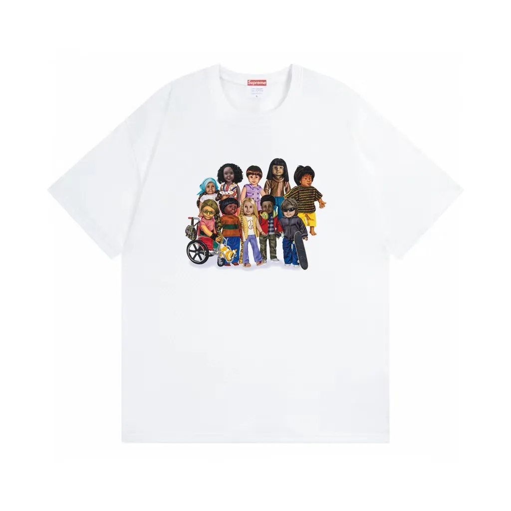 #S111 p110💰 Supreme SS23 Spring and Summer Series Week1 CHILDREN TEE Cartoon Character Printing Loose Fit Made of 260g Combed Cotton Double Yarn From fabrics to accessories, all three standards are complete and follow ZP. Imported Matsui Company slurry printing will never crack. The whole piece adopts three-needle five-thread technology. The neckline-shoulder seam-sleeve seam is double-lined, which looks more three-dimensional and textured.) The same craftsmanship as the original version, classic version Feel free to compare zp. The whole piece adopts three-needle five-thread craftsmanship (neckline-shoulder seam-sleeve seam double thread, which looks more three-dimensional and textured). It has the same craftsmanship as the original original, classic version. Color: white, black, brown, light blue, yellow. Size: S M L XL XXL