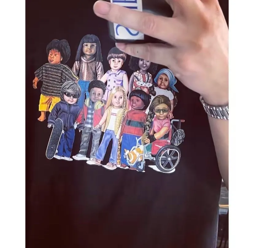 #S111 p110💰 Supreme SS23 Spring and Summer Series Week1 CHILDREN TEE Cartoon Character Printing Loose Fit Made of 260g Combed Cotton Double Yarn From fabrics to accessories, all three standards are complete and follow ZP. Imported Matsui Company slurry printing will never crack. The whole piece adopts three-needle five-thread technology. The neckline-shoulder seam-sleeve seam is double-lined, which looks more three-dimensional and textured.) The same craftsmanship as the original version, classic version Feel free to compare zp. The whole piece adopts three-needle five-thread craftsmanship (neckline-shoulder seam-sleeve seam double thread, which looks more three-dimensional and textured). It has the same craftsmanship as the original original, classic version. Color: white, black, brown, light blue, yellow. Size: S M L XL XXL