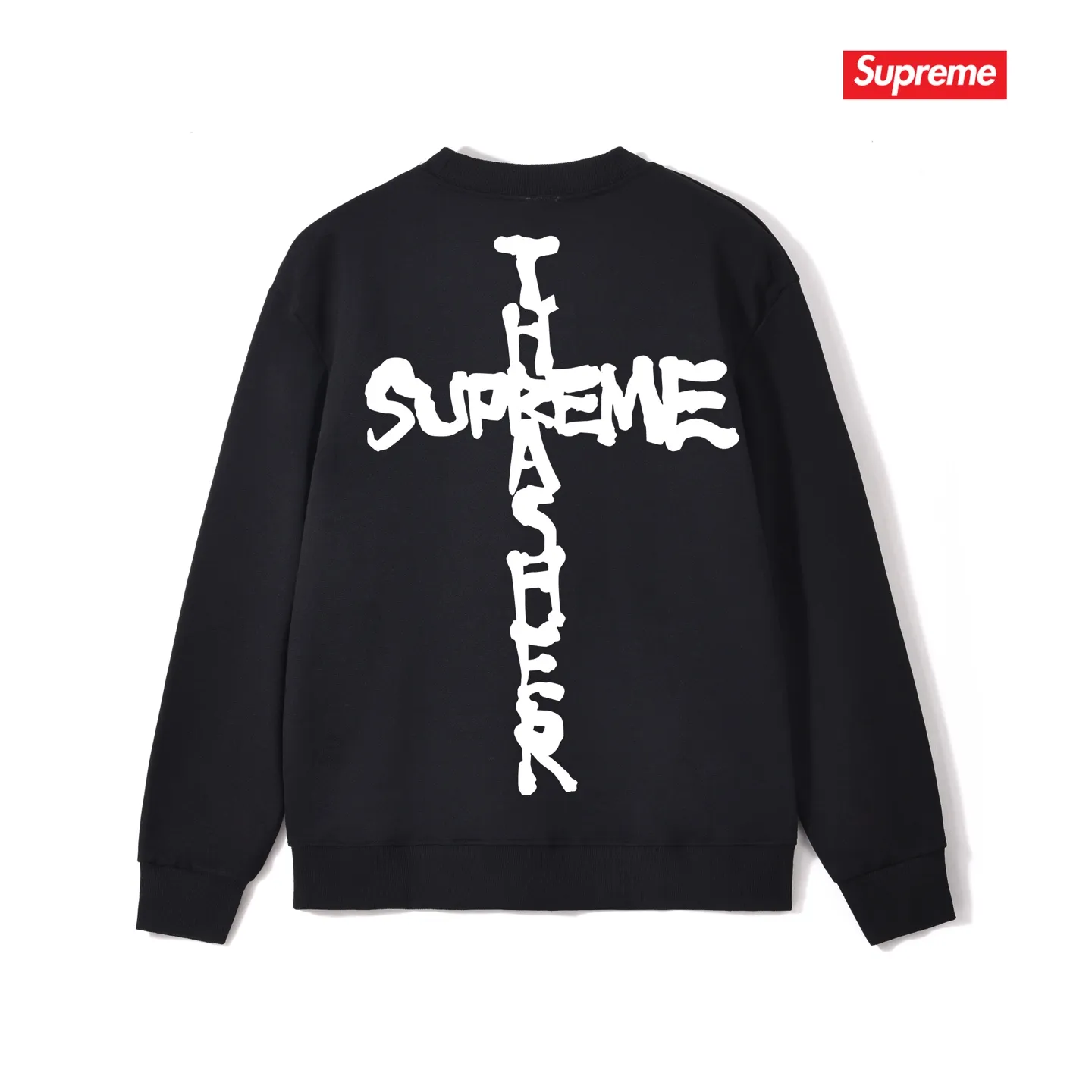 Style No. S1141 #terry p150💰 Velvet 160💰 Sup 78FW WEEK6 CROSS cross printed round neck sweatshirt Made of 400g large terry (drop shoulder large version) fabric, soft and non-pilling texture, imported environmentally friendly printing glue, bright and three-dimensional pattern, quality 💥Male and female, the upper body is fashionable Color: black white gray Size: S M L XL XXL