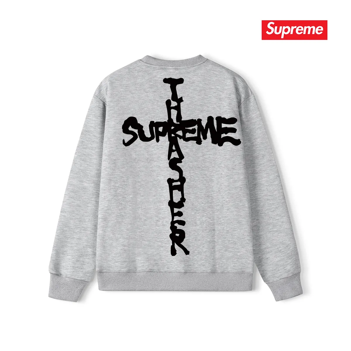 Style No. S1141 #terry p150💰 Velvet 160💰 Sup 78FW WEEK6 CROSS cross printed round neck sweatshirt Made of 400g large terry (drop shoulder large version) fabric, soft and non-pilling texture, imported environmentally friendly printing glue, bright and three-dimensional pattern, quality 💥Male and female, the upper body is fashionable Color: black white gray Size: S M L XL XXL
