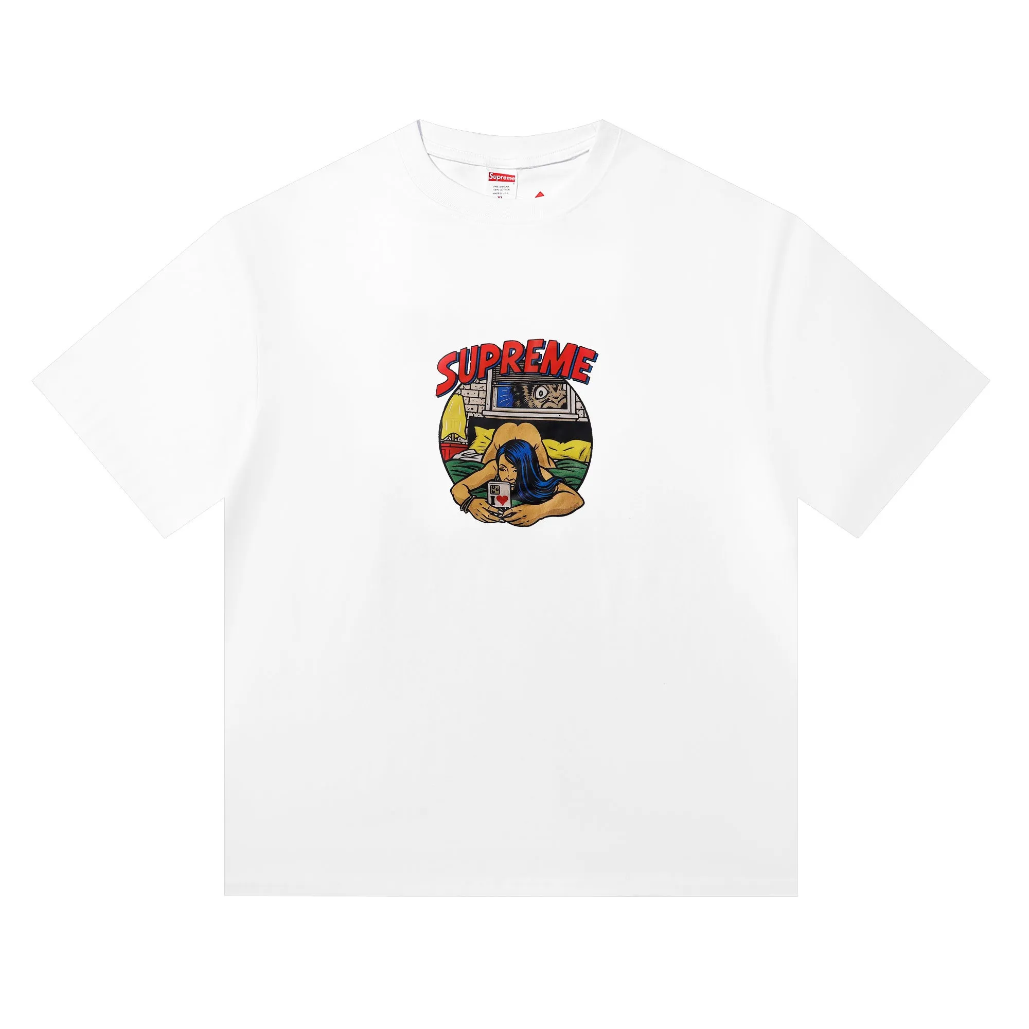 P136 Supreme SS25 WEEK1 Bedroom Tee Short-sleeved American trendy T-shirt with circular logo pattern on the chest, same style for men and women Size Shoulder width Bust Length S 52 56 70 M 54 58 72 L 56 60 74 XL 58 62 76