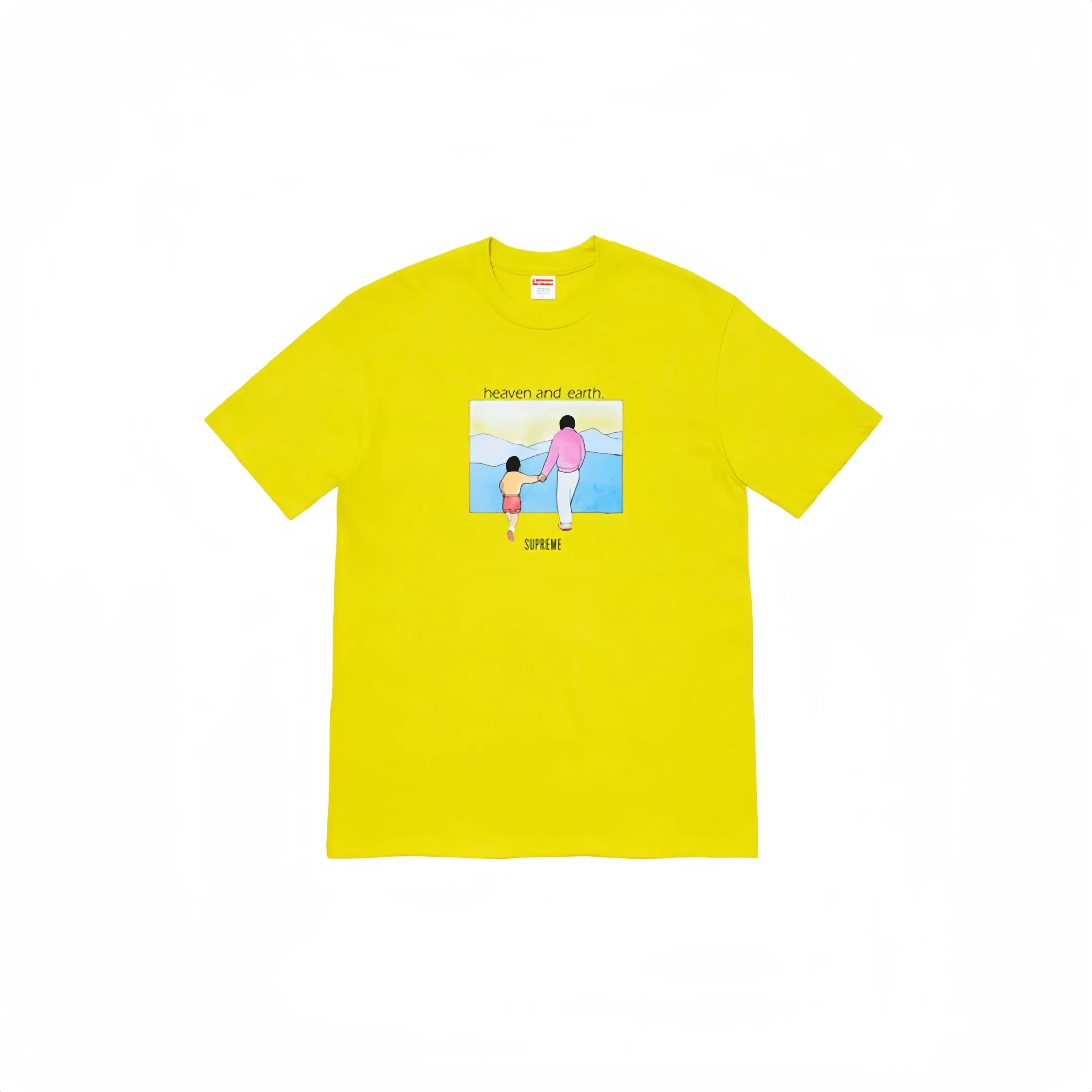 #S13 P110💰 Supreme FW19 Week 1 Heaven and Earth Tee printed short-sleeved T-shirt. The same style for men and women is made of 260g combed cotton double yarn. From fabrics to accessories, all three standards are complete and follow ZP. Imported Matsui company's slurry printing will never crack. The whole piece is made of three-needle five-thread technology. The neckline-shoulder seam-sleeve seam is double-lined, which looks more three-dimensional and textured. The same process as the original version, classic version Feel free to compare zp. The whole piece adopts three-needle five-thread craftsmanship (neckline-shoulder seam-sleeve seam double thread, which looks more three-dimensional and textured). It has the same craftsmanship as the original original, classic version. Color: Yellow, Red, White, Black, Gray. Size: S M L XL XXL
