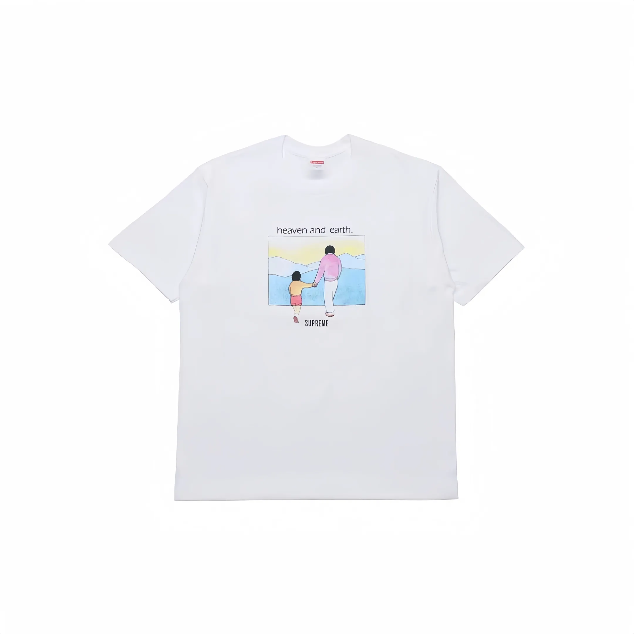 #S13 P110💰 Supreme FW19 Week 1 Heaven and Earth Tee printed short-sleeved T-shirt. The same style for men and women is made of 260g combed cotton double yarn. From fabrics to accessories, all three standards are complete and follow ZP. Imported Matsui company's slurry printing will never crack. The whole piece is made of three-needle five-thread technology. The neckline-shoulder seam-sleeve seam is double-lined, which looks more three-dimensional and textured. The same process as the original version, classic version Feel free to compare zp. The whole piece adopts three-needle five-thread craftsmanship (neckline-shoulder seam-sleeve seam double thread, which looks more three-dimensional and textured). It has the same craftsmanship as the original original, classic version. Color: Yellow, Red, White, Black, Gray. Size: S M L XL XXL