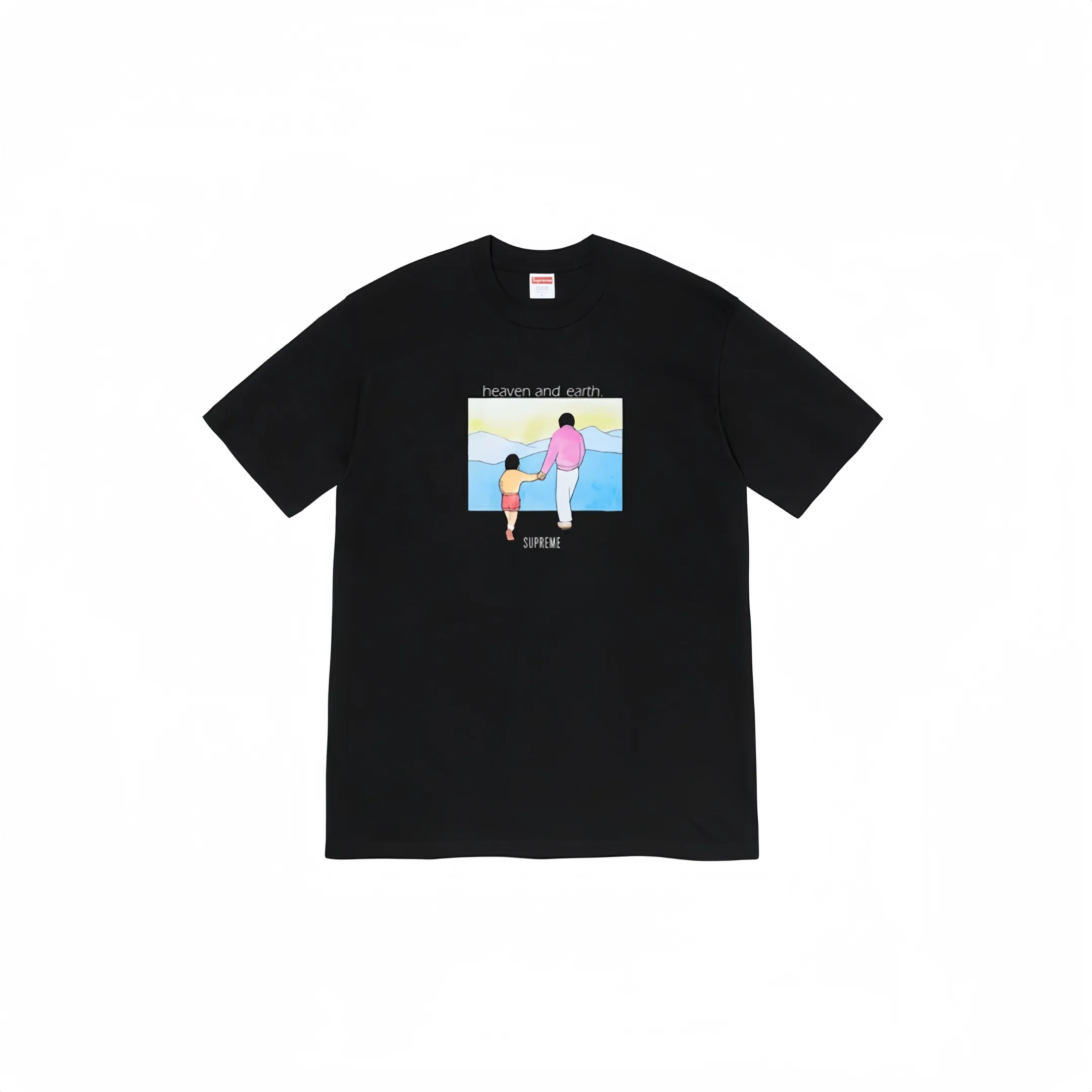 #S13 P110💰 Supreme FW19 Week 1 Heaven and Earth Tee printed short-sleeved T-shirt. The same style for men and women is made of 260g combed cotton double yarn. From fabrics to accessories, all three standards are complete and follow ZP. Imported Matsui company's slurry printing will never crack. The whole piece is made of three-needle five-thread technology. The neckline-shoulder seam-sleeve seam is double-lined, which looks more three-dimensional and textured. The same process as the original version, classic version Feel free to compare zp. The whole piece adopts three-needle five-thread craftsmanship (neckline-shoulder seam-sleeve seam double thread, which looks more three-dimensional and textured). It has the same craftsmanship as the original original, classic version. Color: Yellow, Red, White, Black, Gray. Size: S M L XL XXL