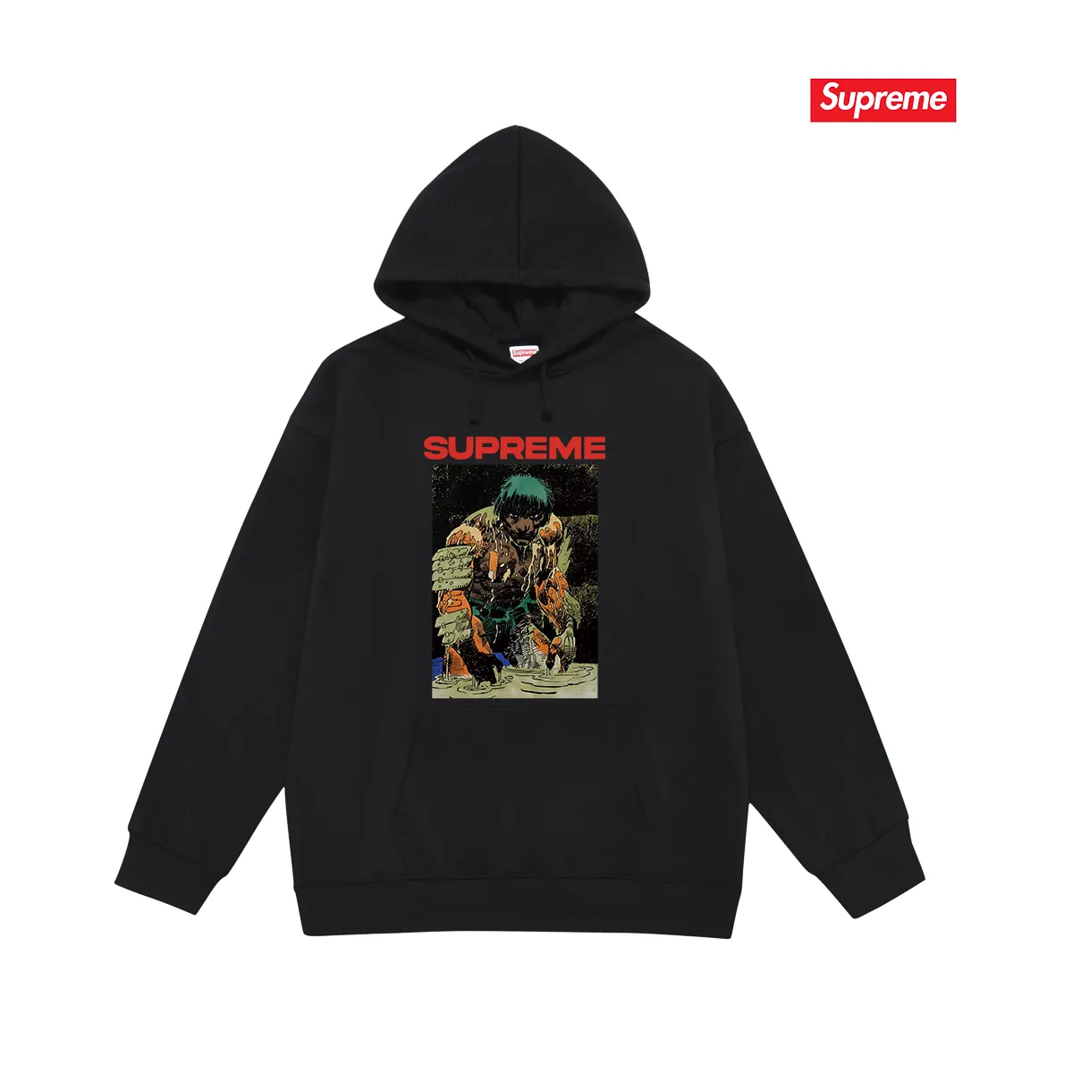 Style No. S2026 #terry P160💰 Velvet P170💰 Supreme SS23 Week9 RONIN TEE werewolf pattern printed hooded sweatshirt Made of 400g large terry 430g silver fox velvet (drop shoulder large version) fabric, soft texture and no pilling Imported environmentally friendly printing glue The pattern is bright and three-dimensional Quality 💥Same style for men and women The upper body is trendy Color: black white gray Size: S M L XL XXL