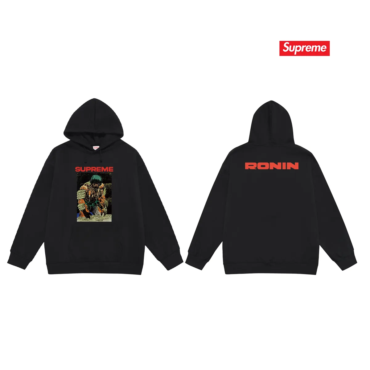 Style No. S2026 #terry P160💰 Velvet P170💰 Supreme SS23 Week9 RONIN TEE werewolf pattern printed hooded sweatshirt Made of 400g large terry 430g silver fox velvet (drop shoulder large version) fabric, soft texture and no pilling Imported environmentally friendly printing glue The pattern is bright and three-dimensional Quality 💥Same style for men and women The upper body is trendy Color: black white gray Size: S M L XL XXL