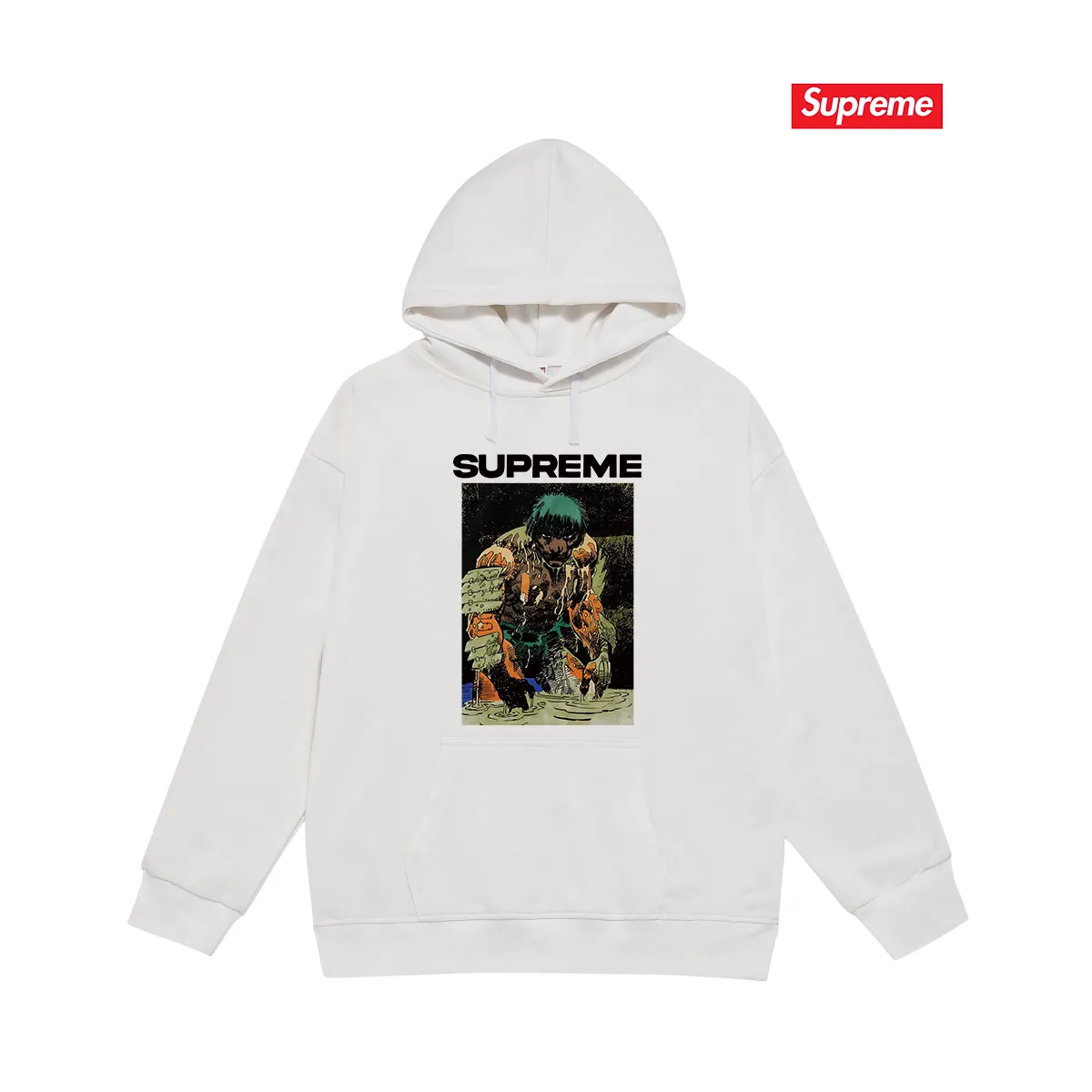 Style No. S2026 #terry P160💰 Velvet P170💰 Supreme SS23 Week9 RONIN TEE werewolf pattern printed hooded sweatshirt Made of 400g large terry 430g silver fox velvet (drop shoulder large version) fabric, soft texture and no pilling Imported environmentally friendly printing glue The pattern is bright and three-dimensional Quality 💥Same style for men and women The upper body is trendy Color: black white gray Size: S M L XL XXL