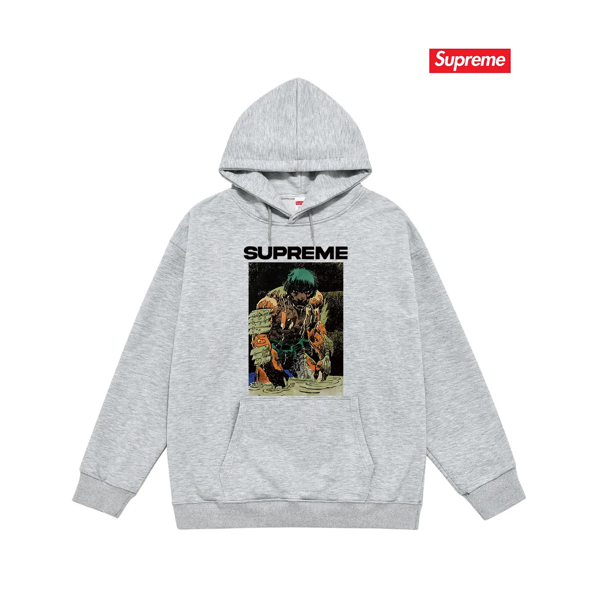 Style No. S2026 #terry P160💰 Velvet P170💰 Supreme SS23 Week9 RONIN TEE werewolf pattern printed hooded sweatshirt Made of 400g large terry 430g silver fox velvet (drop shoulder large version) fabric, soft texture and no pilling Imported environmentally friendly printing glue The pattern is bright and three-dimensional Quality 💥Same style for men and women The upper body is trendy Color: black white gray Size: S M L XL XXL
