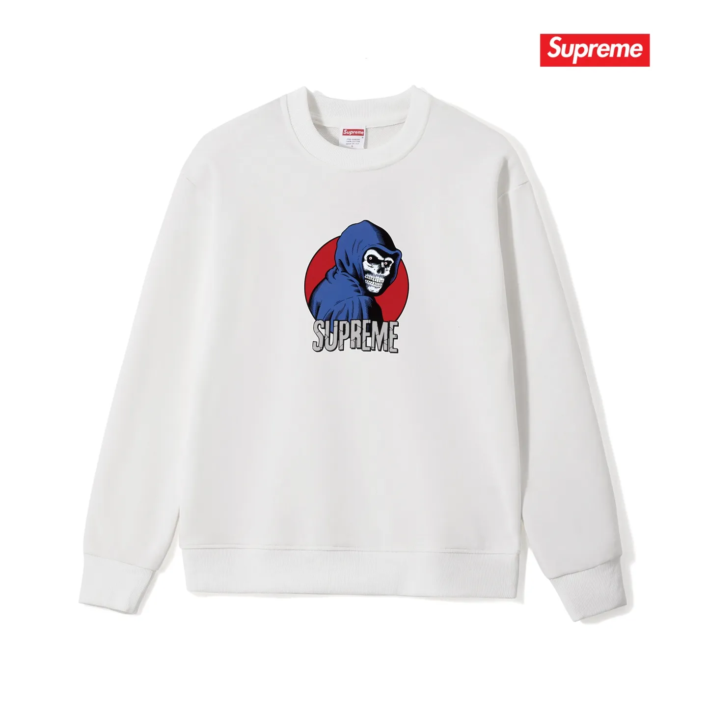 Style No. S1106 #terry p150💰 Velvet 160💰 Supreme SS23 Week1REAPERTEE Death print crew neck sweatshirt Made of 400g large terry (drop shoulder large version) fabric, soft texture and no pilling Imported environmentally friendly printing glue The pattern is bright and three-dimensional Quality 💥Male and female style The upper body is trendy Color: black white gray Size: S M L XL XXL