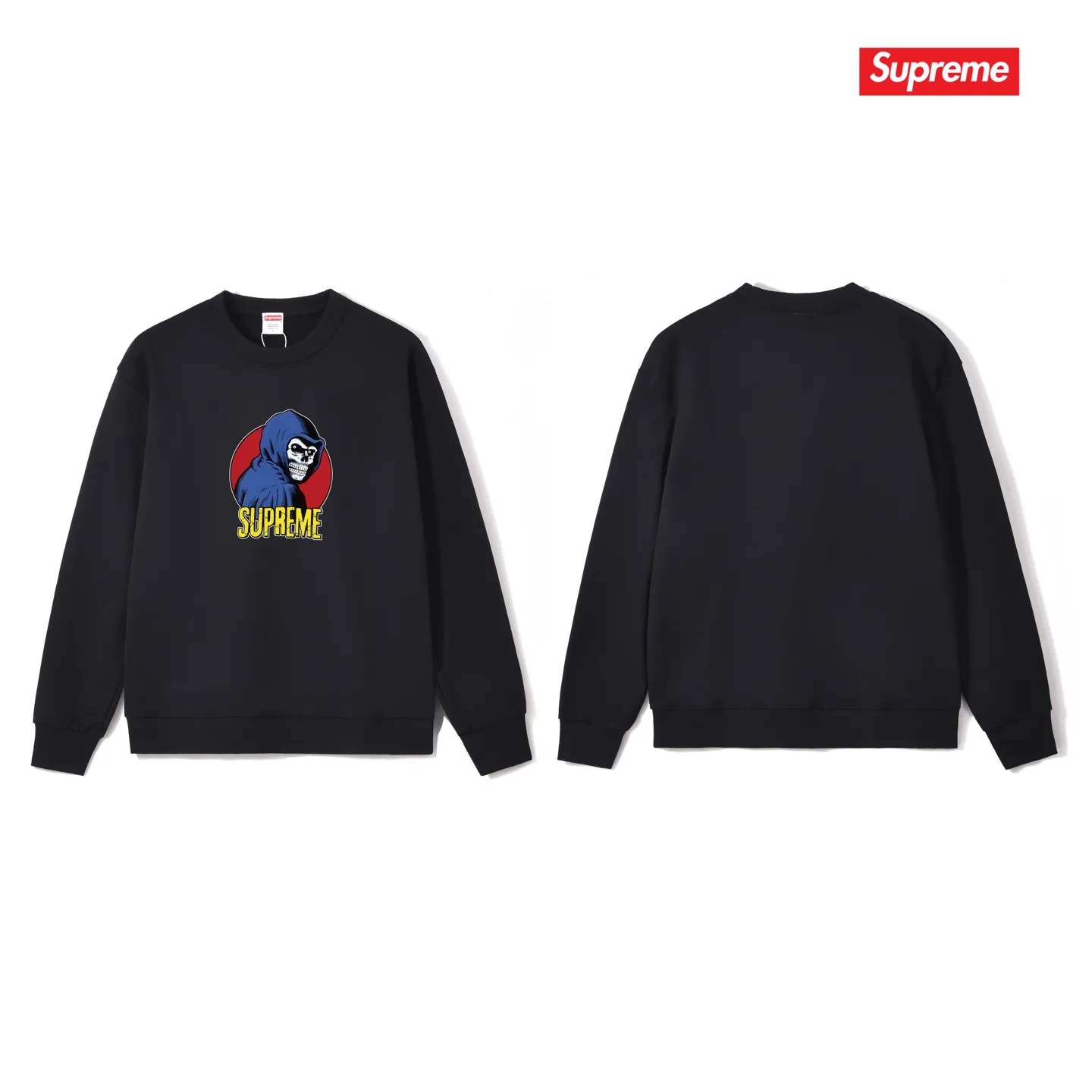 Style No. S1106 #terry p150💰 Velvet 160💰 Supreme SS23 Week1REAPERTEE Death print crew neck sweatshirt Made of 400g large terry (drop shoulder large version) fabric, soft texture and no pilling Imported environmentally friendly printing glue The pattern is bright and three-dimensional Quality 💥Male and female style The upper body is trendy Color: black white gray Size: S M L XL XXL