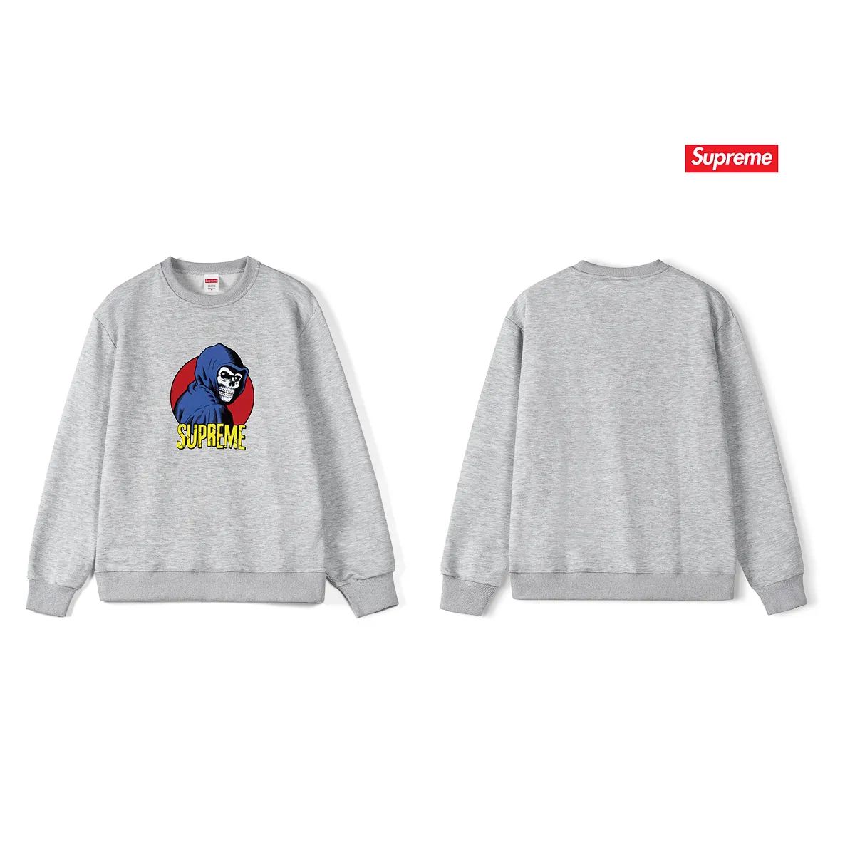 Style No. S1106 #terry p150💰 Velvet 160💰 Supreme SS23 Week1REAPERTEE Death print crew neck sweatshirt Made of 400g large terry (drop shoulder large version) fabric, soft texture and no pilling Imported environmentally friendly printing glue The pattern is bright and three-dimensional Quality 💥Male and female style The upper body is trendy Color: black white gray Size: S M L XL XXL