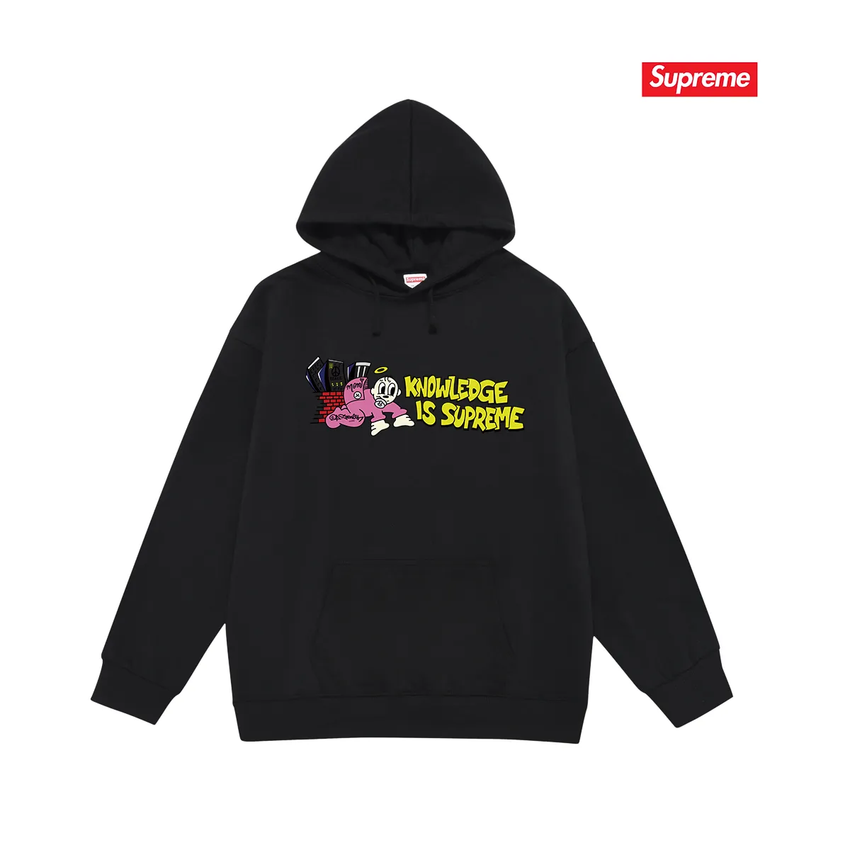 Style number S2027 #terry P160💰 Velvet P170💰 Supreme SS22 Week 1 Knowledge Tee hooded sweatshirt Made of 400g large terry 430g silver fox velvet (drop shoulder large version) fabric, soft texture and no pilling Imported environmentally friendly printing glue The pattern is bright and three-dimensional Quality 💥Same style for men and women The upper body is fashionable Color: black white gray Size: S M L XL XXL